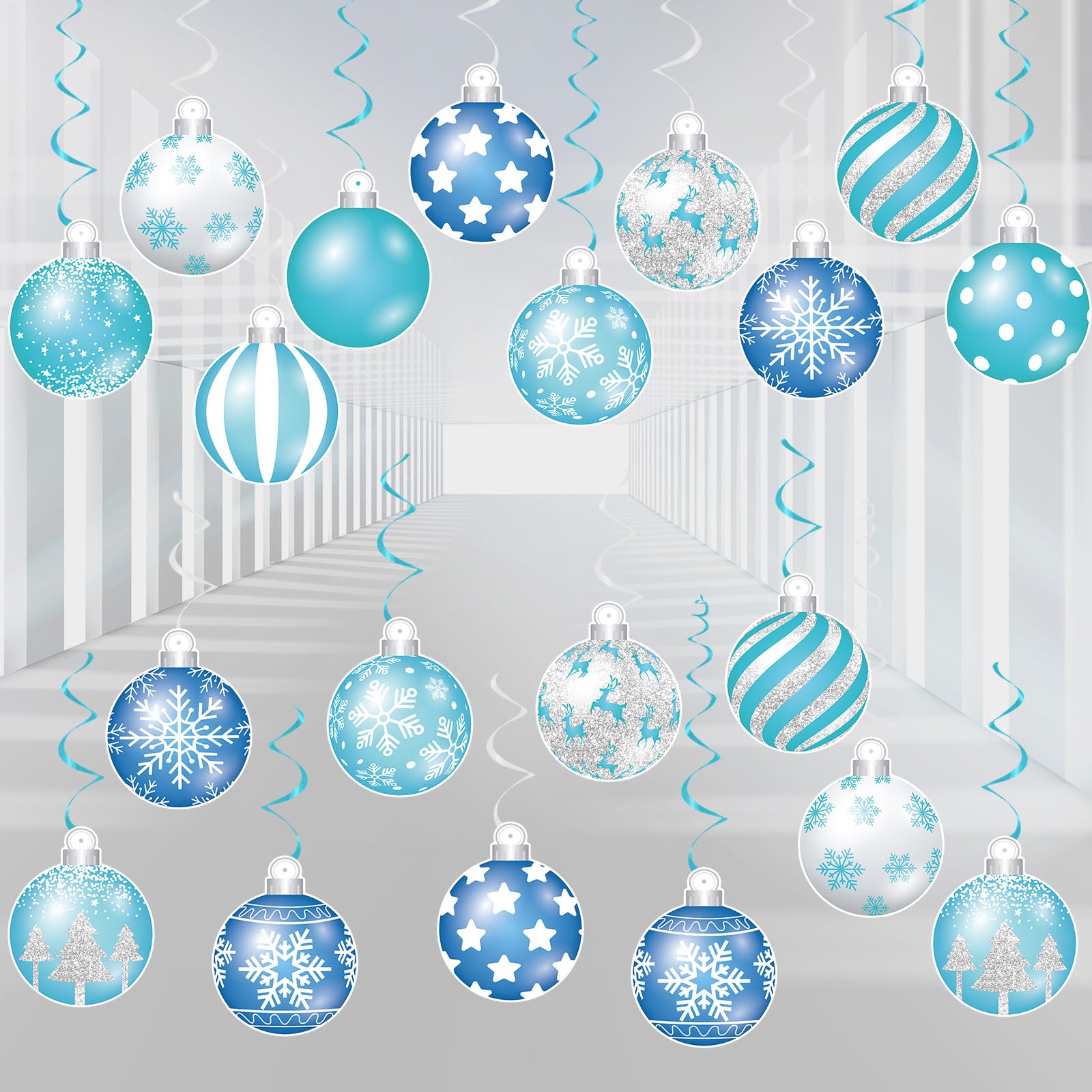 YQUQWN 48 PCS Winter Ball Hanging Swirls Decorations, NO DIY Winter Wonderland Decorations Winter Decorations Indoor Snowflake Decorations, Winter Wonderland Party Decorations Christmas Party Supplies
