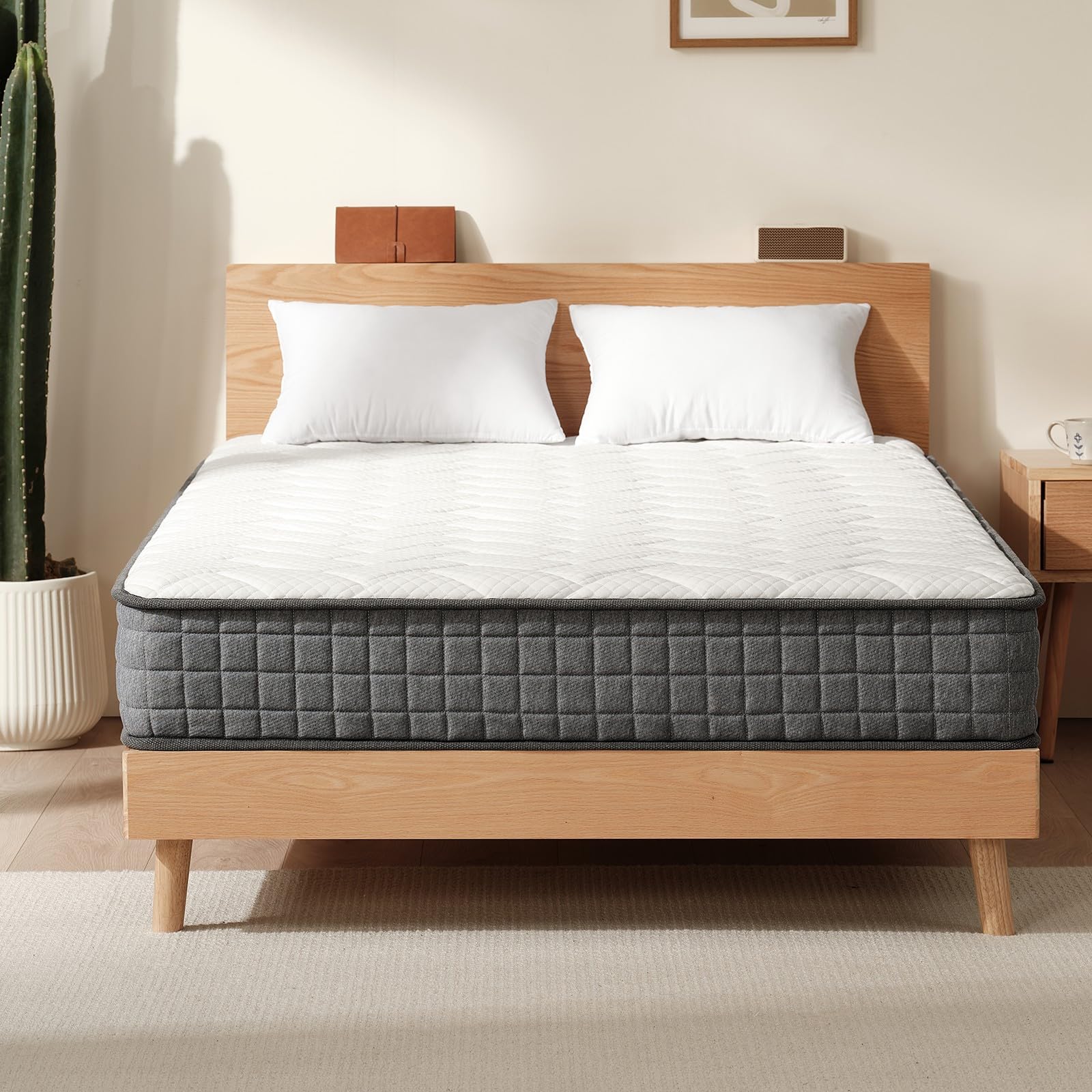 Z-hom King Mattress 5FT, 8 Inch Hybrid Mattress, Soft and Gentle Care Fabric & Individually Pocket Springs, Enough Support, Medium Firm Mattresses for Pressure & Back Pain Relief, 150x200x20 cm — image 1