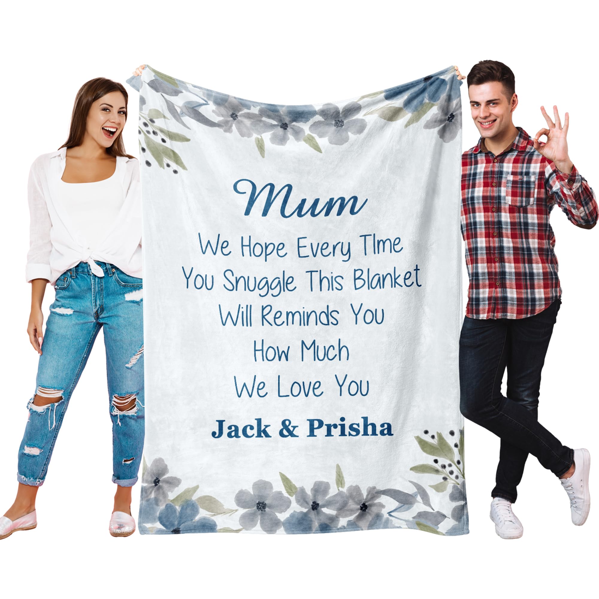Print Maniacs Mum's Letter Personalised Gifts For Mum, Mothers Day Blankets With Love Sayings, Birthday Presents For Mum From Daughter Son Children, Christmas Valentines Thanksgiving Gift For Mummy
