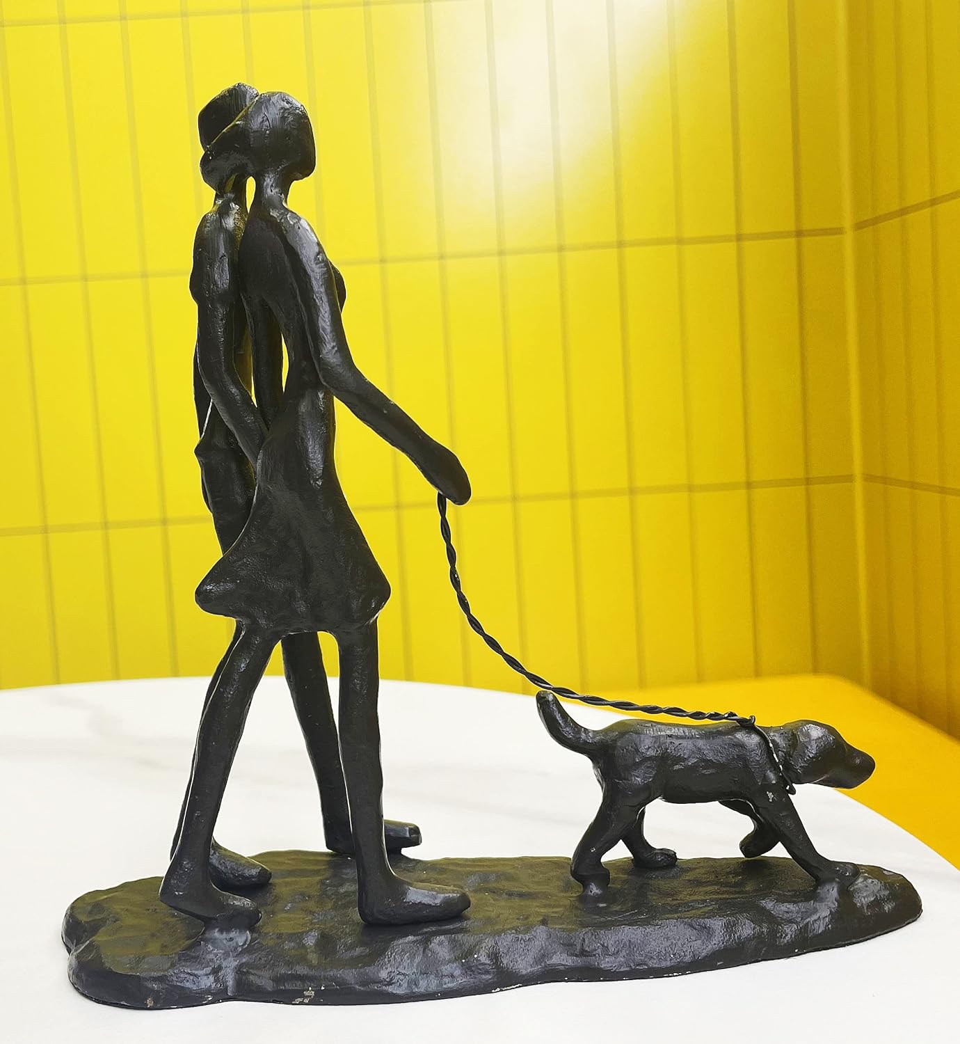 Couple and Dog Cast Iron Sculpture, Romantic Couple Love Metal Art Decor, Family Love Statue, Dog Lover Gifts for Couple - Image 7