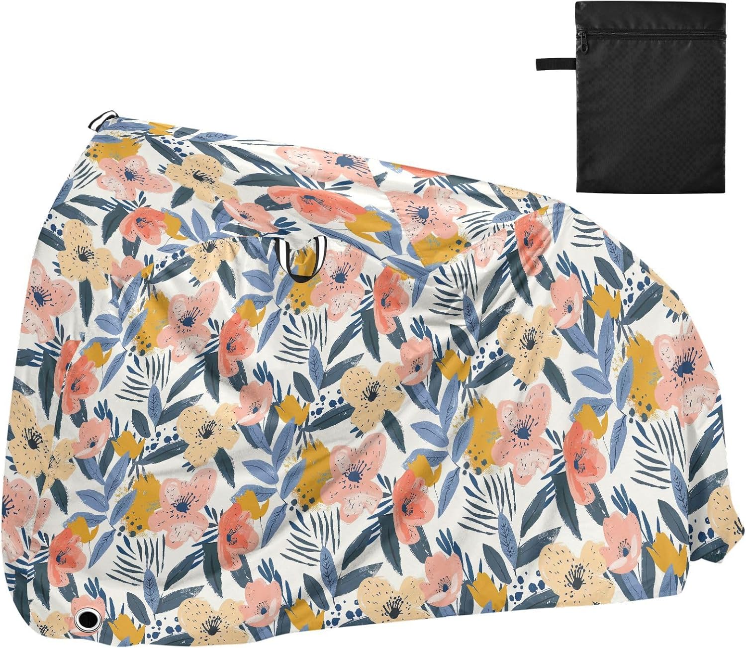 ALAZA Poppy Flower Leave Bike Cover Waterproof Outdoor Ebike Bicycle Covers Tarp Protection for 1/2 Bikes, Sun UV Dust Wind Proof