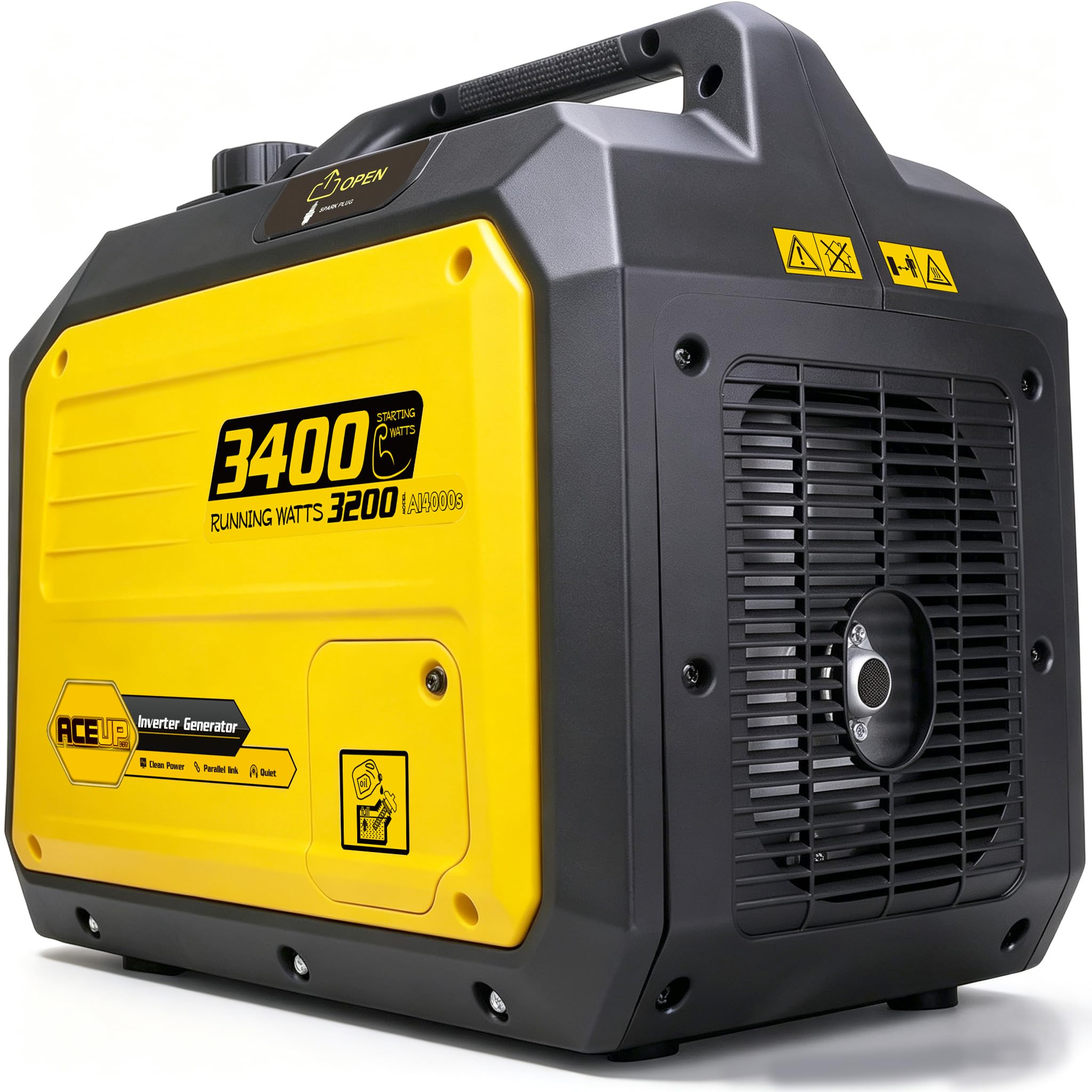 Aceup Energy Generador de corriente inversor de 3400 W, gasolina, generador de corriente, potencia de emergencia, motor de 4 tiempos para camping