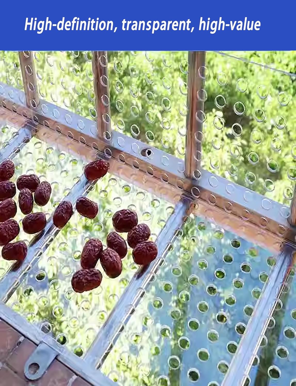 Lightweight Perforated Polycarbonate Sheets - Waterproof Mesh Design Balcony/Window Protection Panels (30x350cm) for Enhanced Safety and Durability