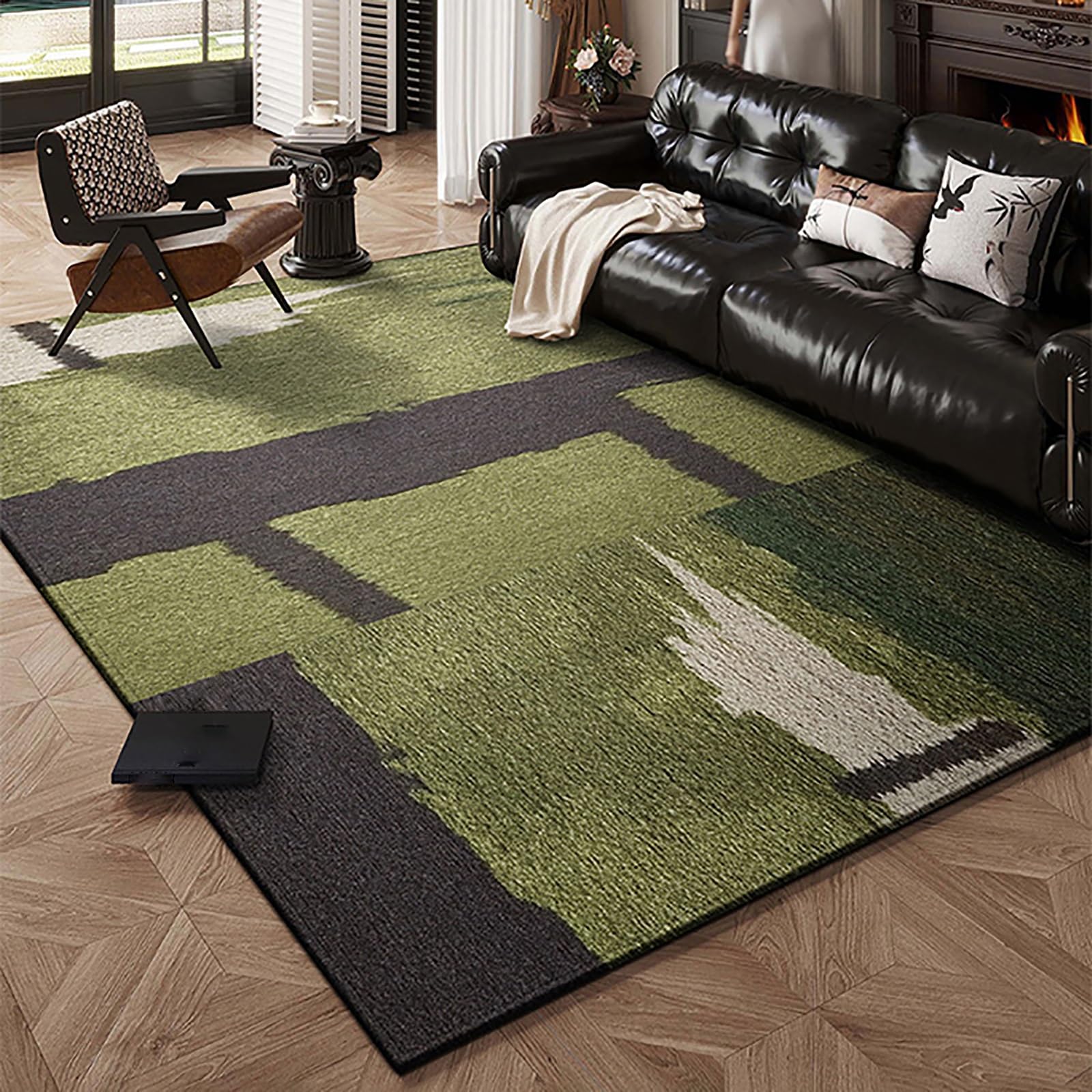 Alfombra moderna para sala de estar fácil de limpiar y duradera con base de seguridad