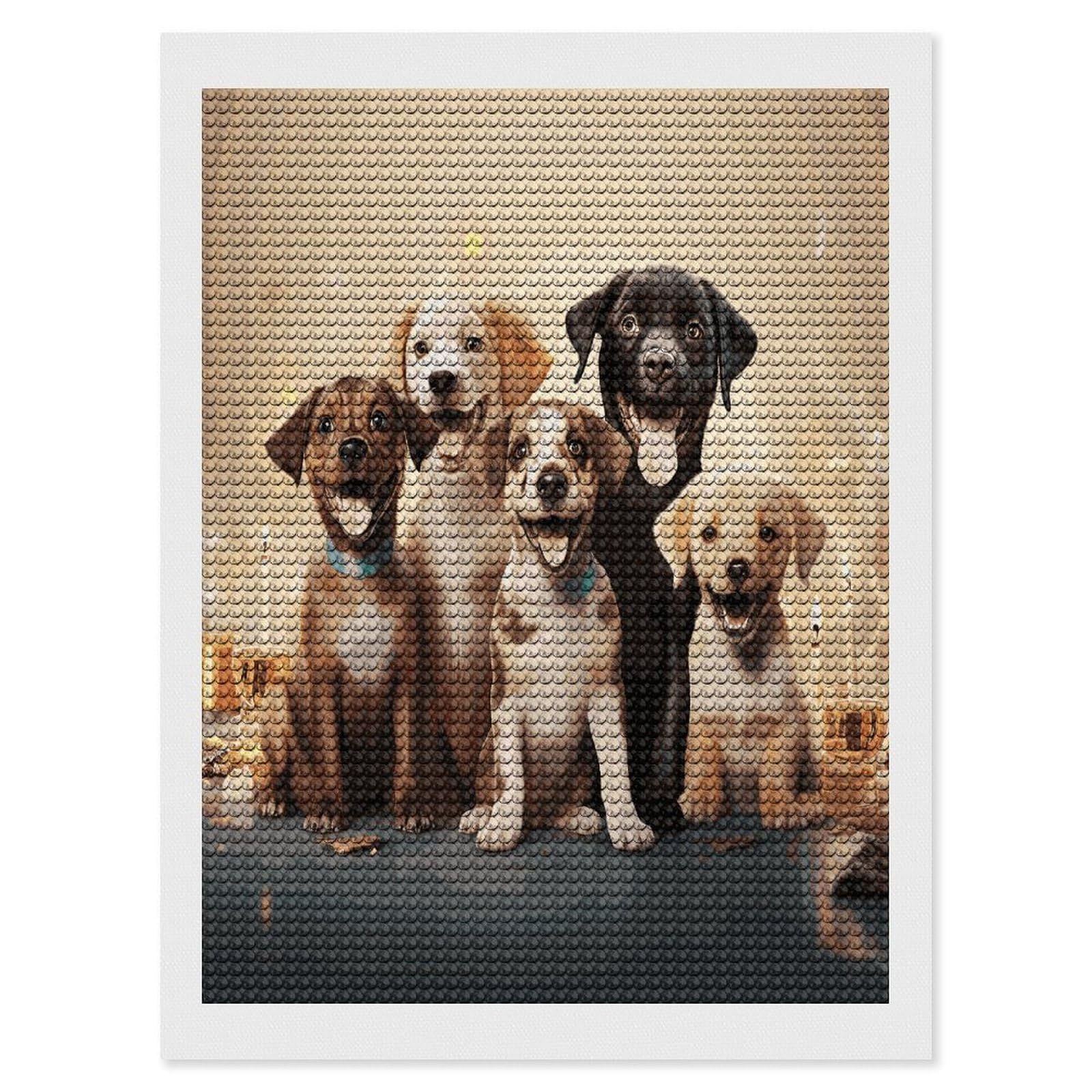 FekiLoot Dogs Happy Party Diamond Art Kits for Adults Diamond Painting Kits for Beginners DIY Diamond Art Kits Round Full Drill Diamond Dot Gem Painting for Home Wall Decor Gift 12"x16"