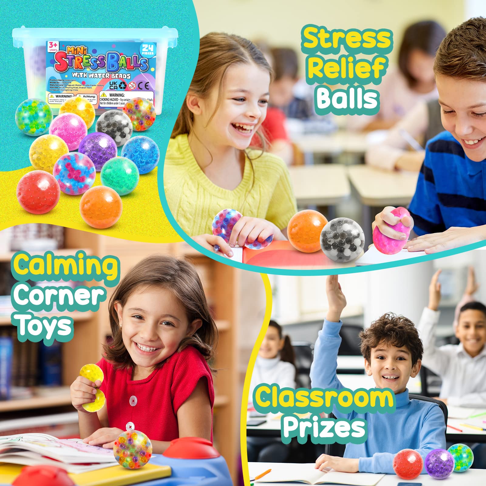 KLT Mini Stress Balls Bulk for Kids - Squishy Toys 24 Pack - Sensory ...