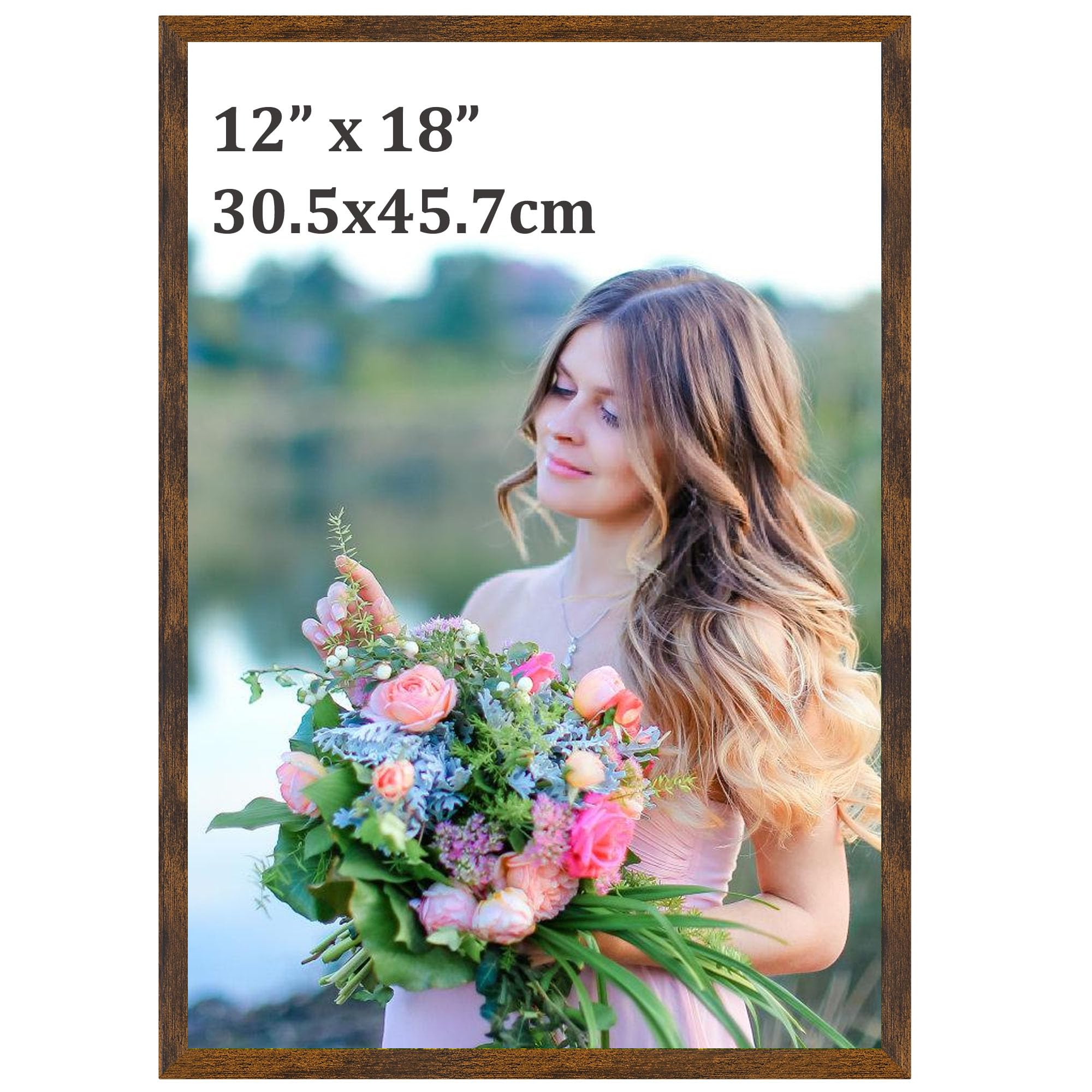 Ditwis 12x18 Picture Frame Brown, 30x45 cm Poster Frame for Living Room, Office, Gallery — image 1