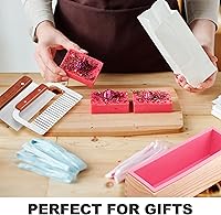 Vista 6 de Molde de jabón rectangular de 42 oz, molde de jabón flexible de silicona con caja de madera para hacer jabón artesanal casero, herramienta DIY