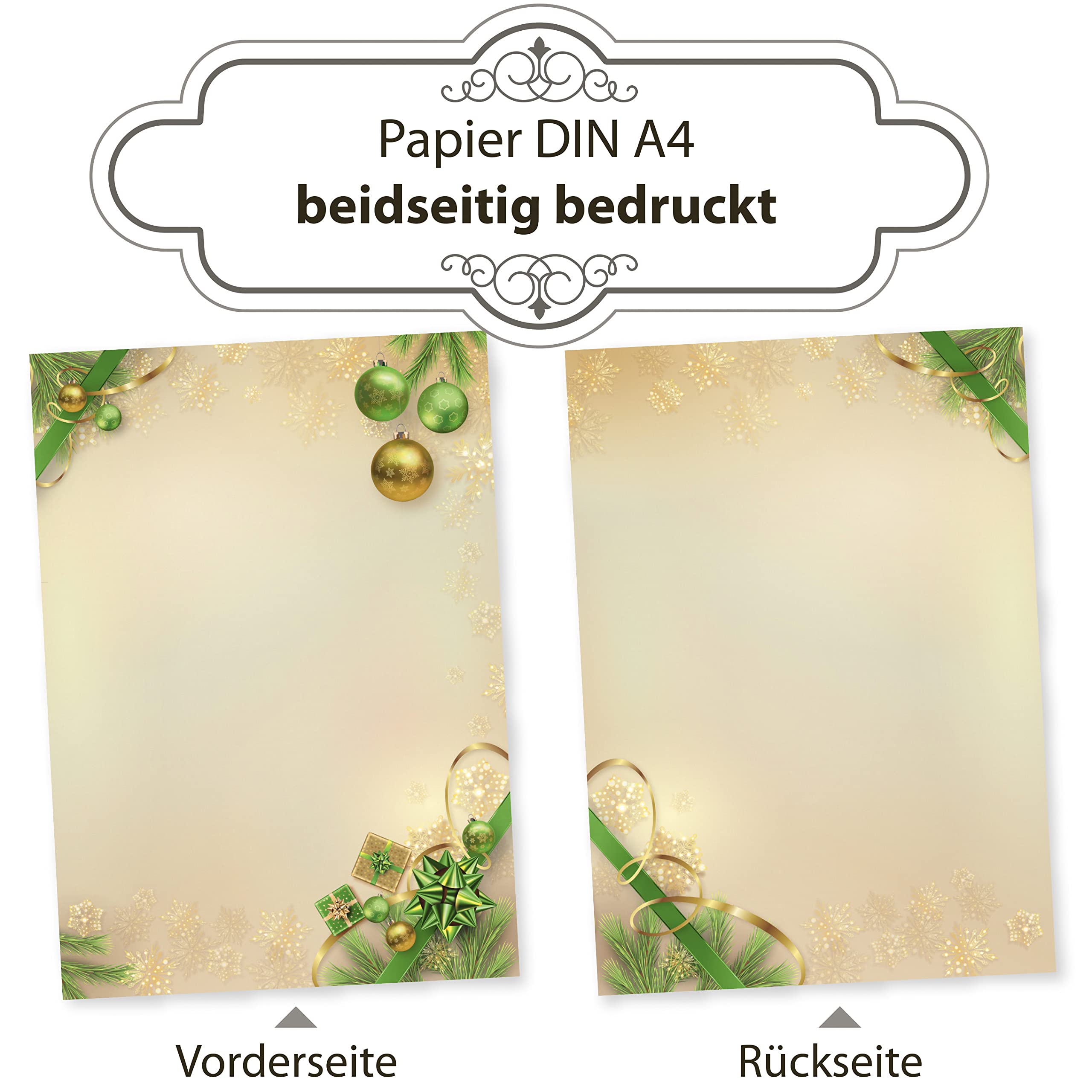 Chalet Noel 250 Sets Weihnachtsbriefpapier mit Umschlag ohne Fenster Weihnachtspapier A4 Briefpapier Weihnachten
