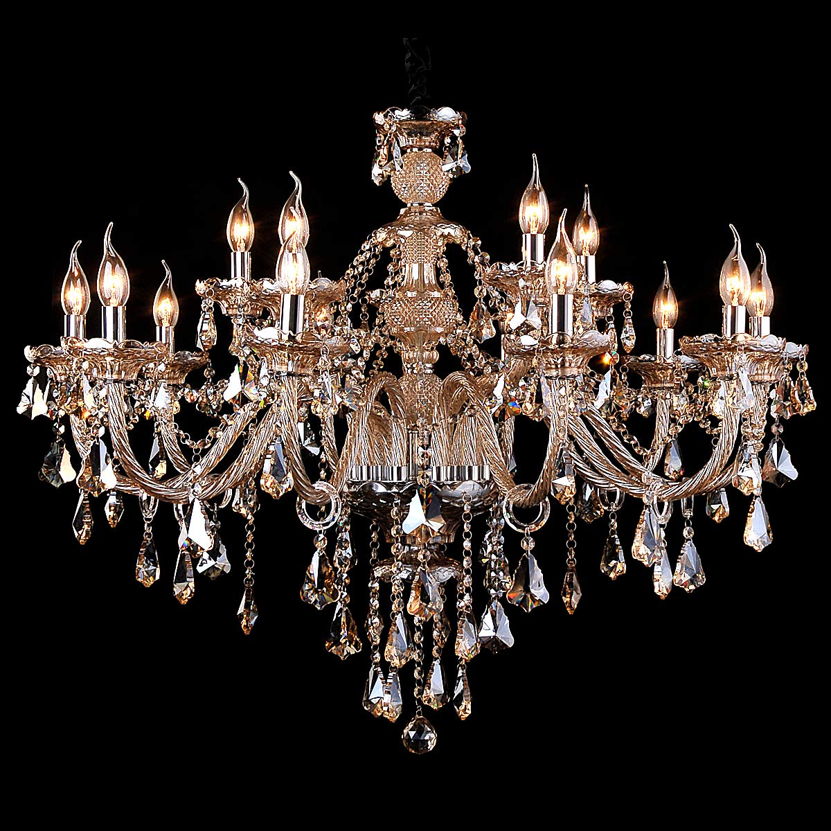 8118 Genuine K9 Crystal Chandelier Champagne 6, 8,10,12,15, 18, 24, 30, 32 Arms (15 Arms)