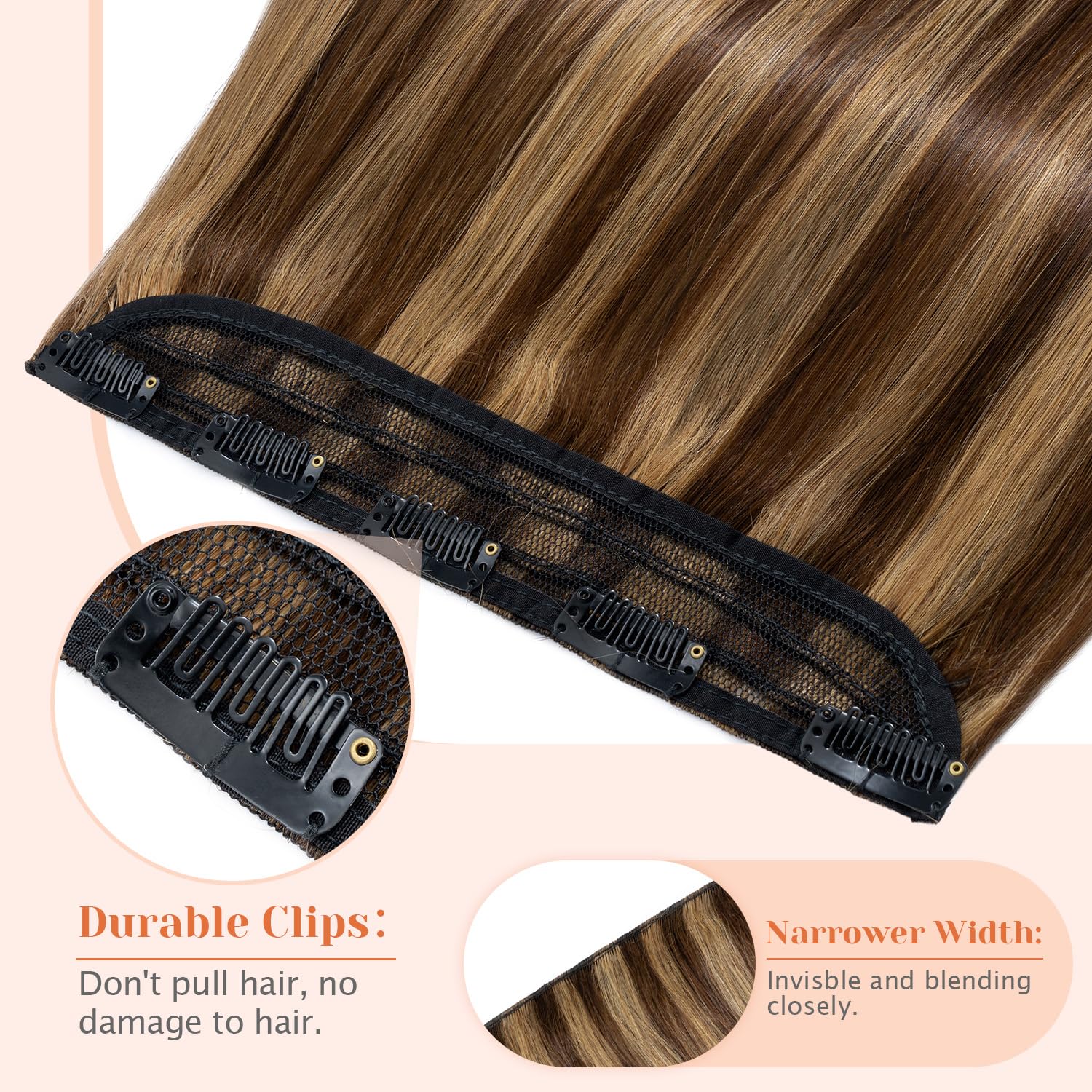 Amazon.com : TESSHAIR 5 Clip One Piece Hair Extensions - 20  display picture 1