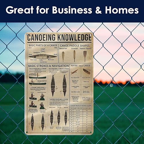 Miniatura 8 de Canoeing Knowledge - Cartel de metal vintage con formas de paleta de canoa, póster de metal para cafetería, bar, club, escuela, pared,