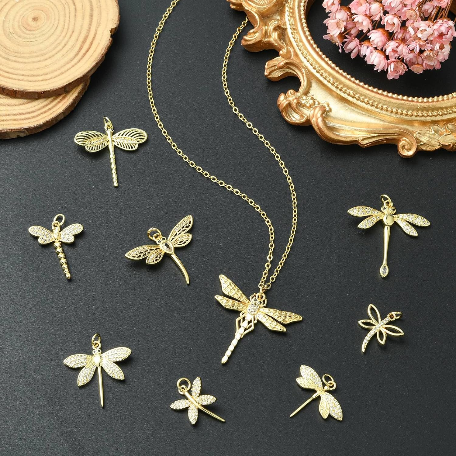KitBeads 9Pcs 18K Gold Plated Dragonfly Charms Brass Cubic Zirconia Animal Charms for Jewelry Making Bracelets Earrings Necklaces Crafts - Image 6