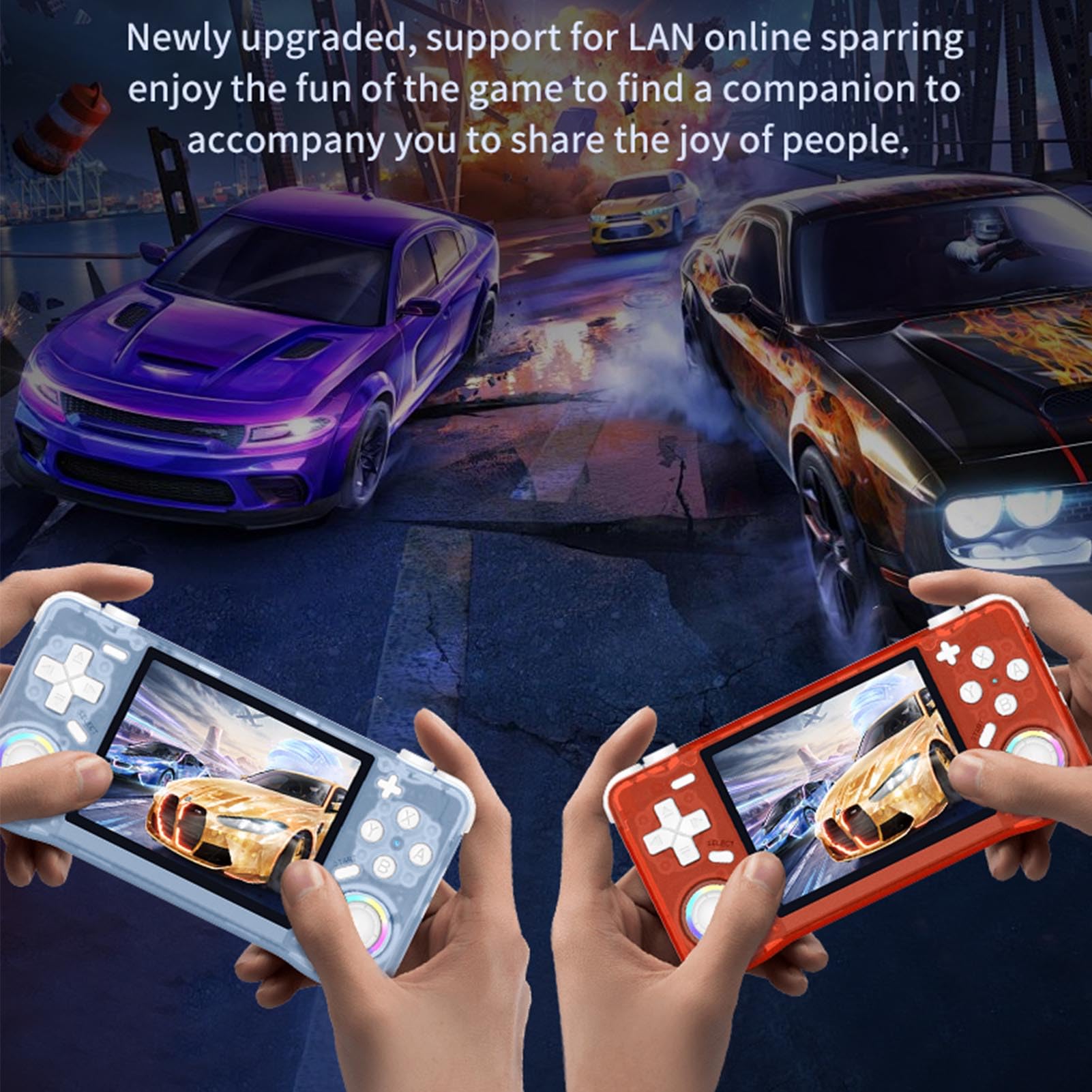Elprico Consola de Juego de Mano, Pantalla HD de 3.5 Pulgadas Retro Gaming Console Games Classic con Múltiples Emuladores, 4000 MAh Batería Recargable Player Video de Bolsillo (Blue)