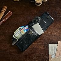 Vista 4 de Hengwin Funda de cuero genuino para teléfono celular para cinturón, funda para cinturón para iPhone 17 Pro Max 16 Pro Max 15 Pro Max 14 Pro Max