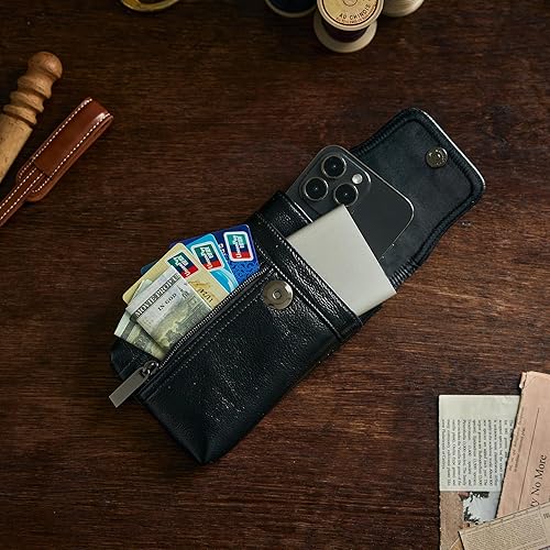 Miniatura 4 de Hengwin Funda de cuero genuino para teléfono celular para cinturón, funda para cinturón para iPhone 17 Pro Max 16 Pro Max 15 Pro Max 14 Pro Max