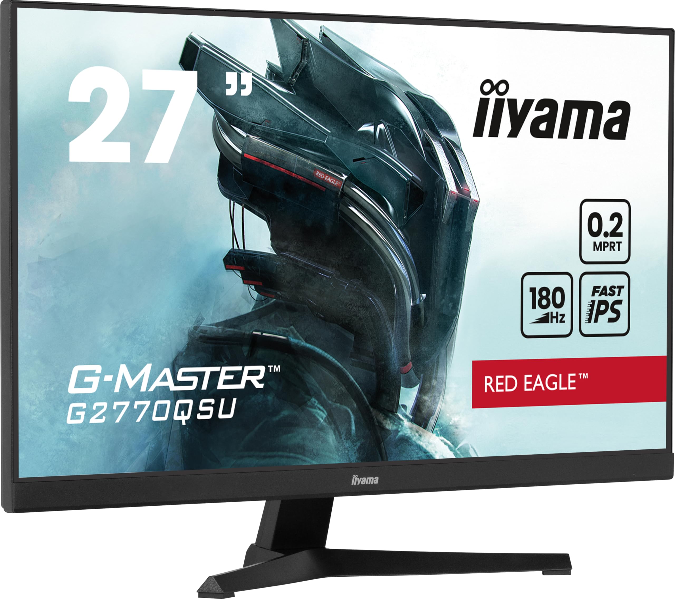 Ecran IIYAMA 27'' G-Master 0.2ms Red Eagle Fast IPS 2560x1440 180Hz 400 CD/m² HDMI DisplayPort 4xUSB (3.2) HPs 2x2W FreeSync Black Tuner G2770QSU-B6