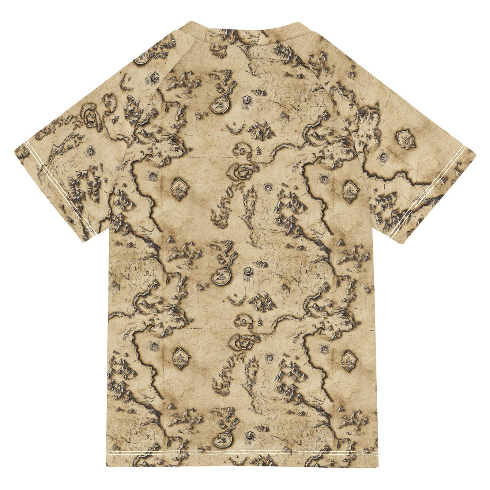 Rash Guard Bathing Suit Girls Short Sleeve Kids Rash Guard Swim Girls 3T Vintage Game Map