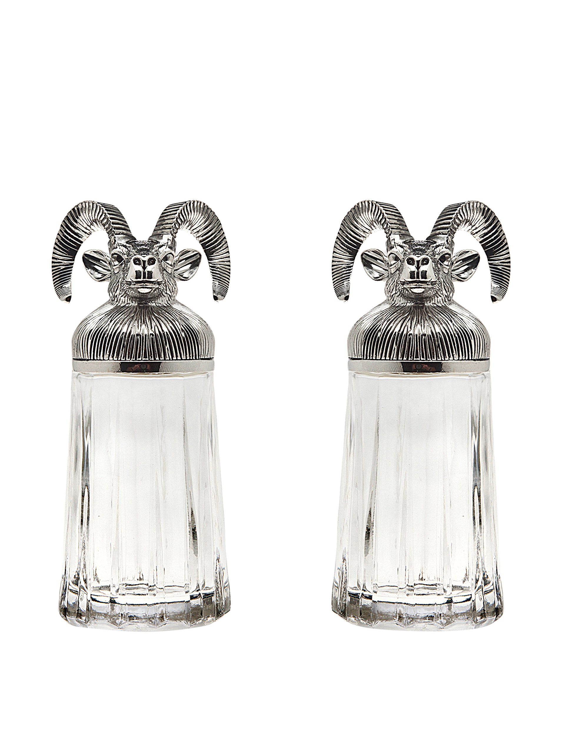 Godinger Silver Metal Rams Head Salt and Pepper Shakers
