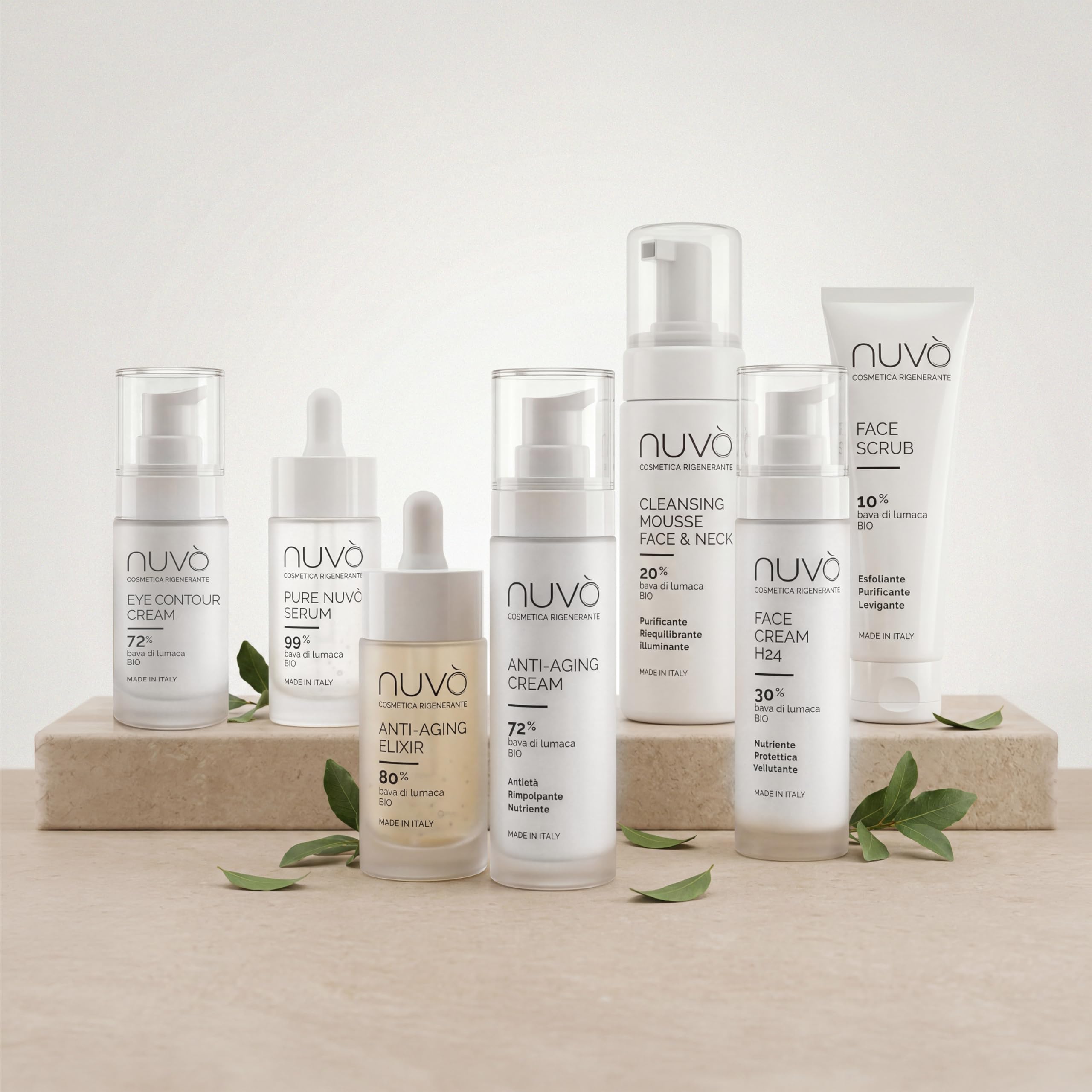 Nuvò – Crème Contour des Yeux, 30 ml, Idéale pour Poches et Cernes, Effet Anti-Âge, avec 72% Bave d'Escargot Bio, Acide Hyaluronique et Panthénol, Soin Hydratant Homme et Femme, Made in Italy