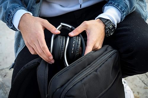 Miniatura 9 de PowerLocus Auriculares Inalámbricos Bluetooth Sobre la Oreja Estéreo Plegables, Auriculares con Cable Recargables con Micrófono Integrado para