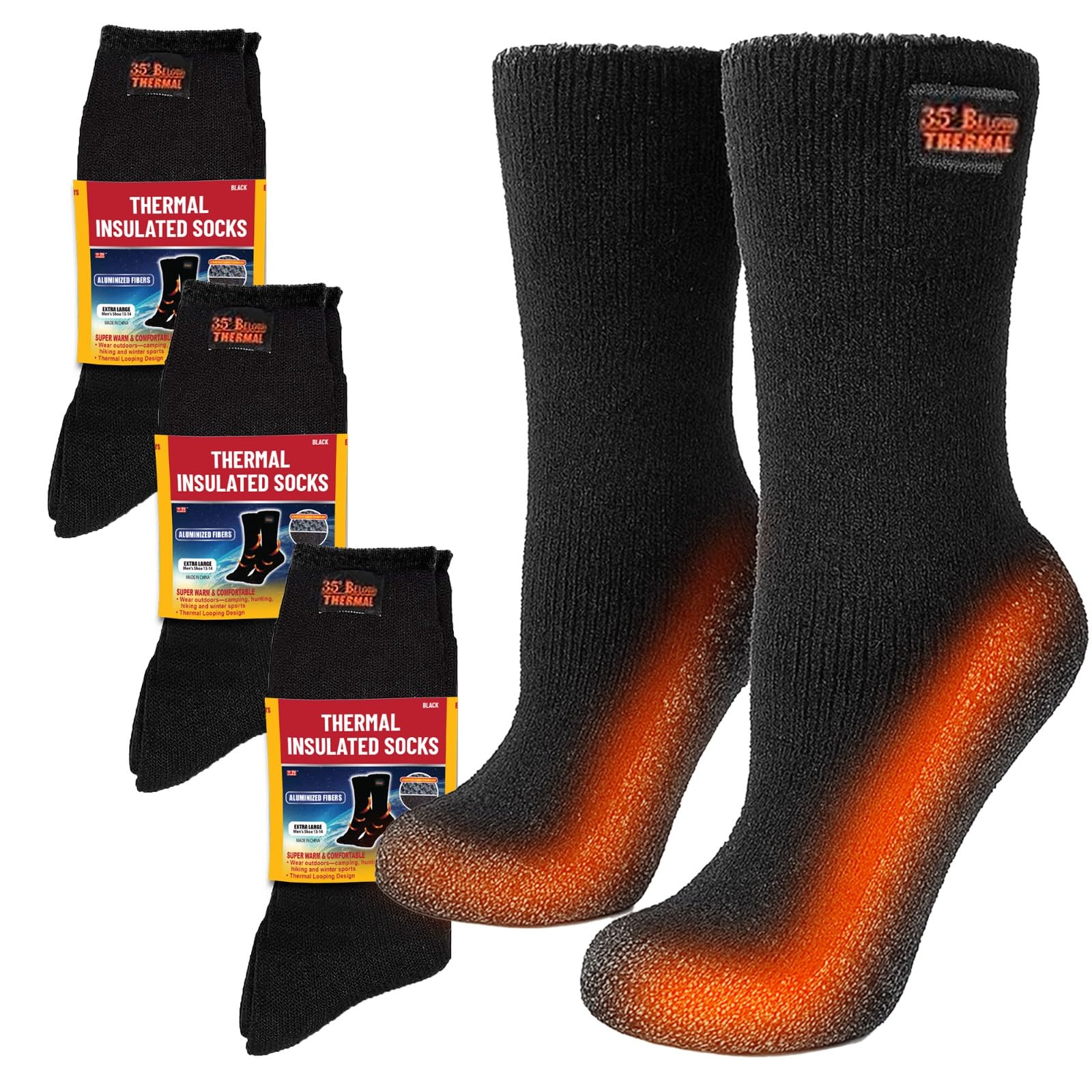 Thermal Insulated 1 or 3 Pk Socks for Men and Women, Designed with Soft Aluminized Loops to Keep Feet Warm and Cozy