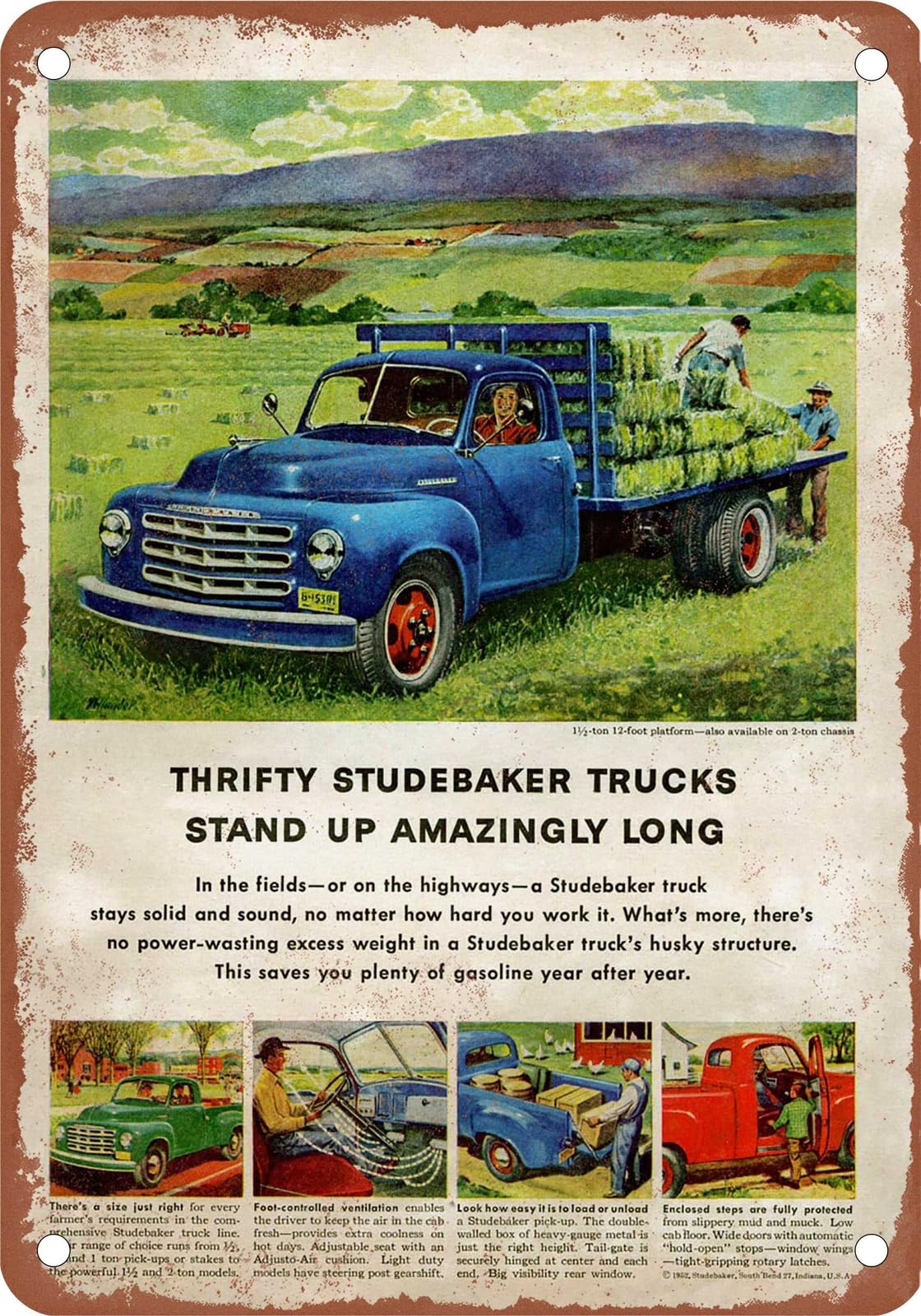 Miaomansenstore Metal Sign - 1952 Studebaker Truck Vintage Ad 06 - Old Retro Rusty Look Home Decor