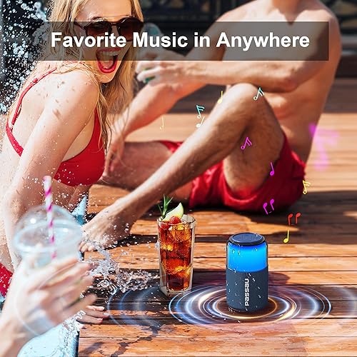 Miniatura 7 de Passau Altavoz Bluetooth portátil inalámbrico con luces, sonido estéreo claro de 15 W, reproducción durante todo el día, BT 5.4, TWS Paring, para el