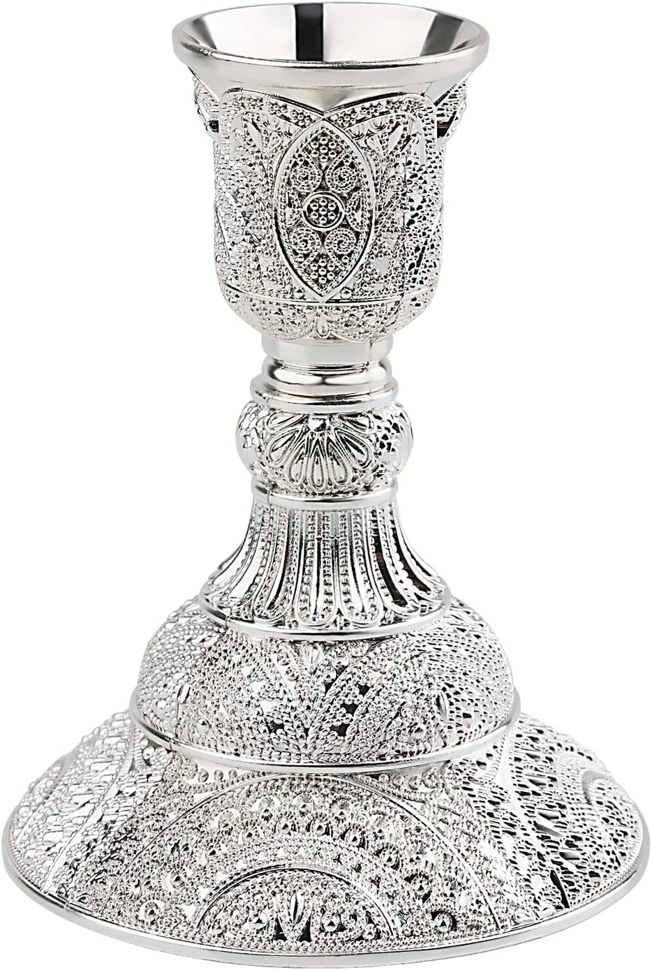 Candlestick Candle holder Candelabra, 3.9in Height Alloy, Silver texture, Home decor, Christmas Wedding Halloween Dining room Living Room decoration, candlelight dinner, Relatives Friends Gifts