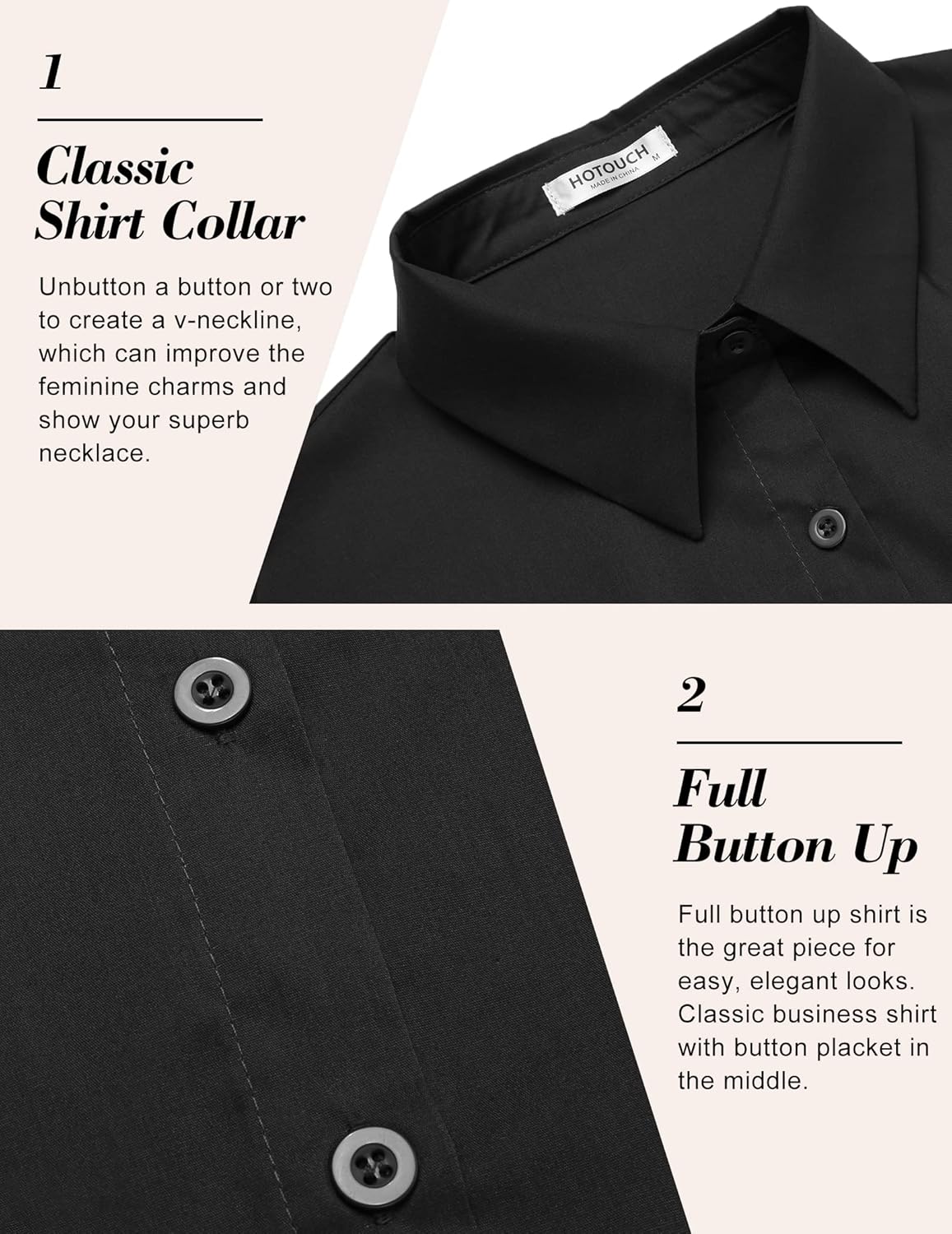 HOTOUCH Women's Basic Button Up Shirt Short Sleeve Stretchy Button Down Collared Shirts Waitress Work Shirt - Image 5