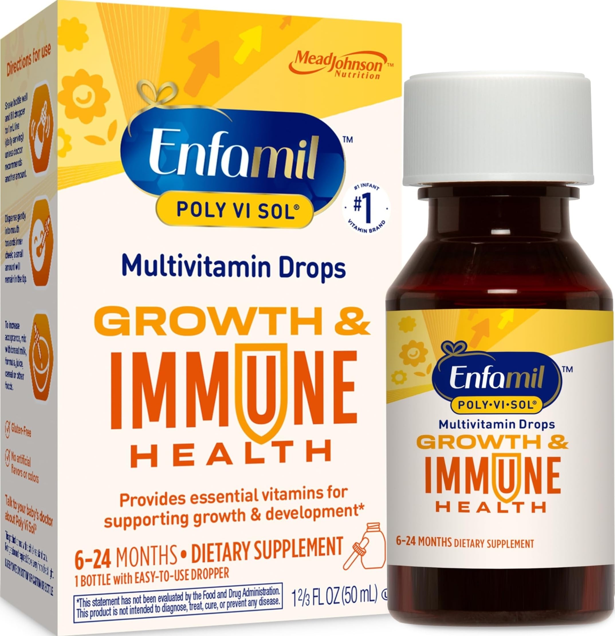 Enfamil Poly-Vi-Sol Liquid Multivitamin Supplement for Infants and Toddlers, 50 mL dropper bottle