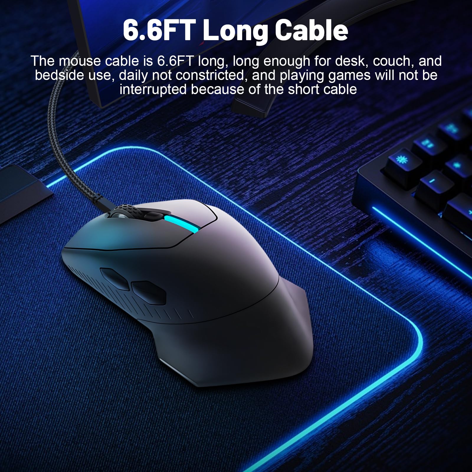 Cavo di ricarica di ricambio da 610 m, compatibile con mouse da gioco Alienware Wired/Wireless AW610M, 610M, AW310M, cavo di ricarica intrecciato in nylon per mouse AW610M, 1,8 m