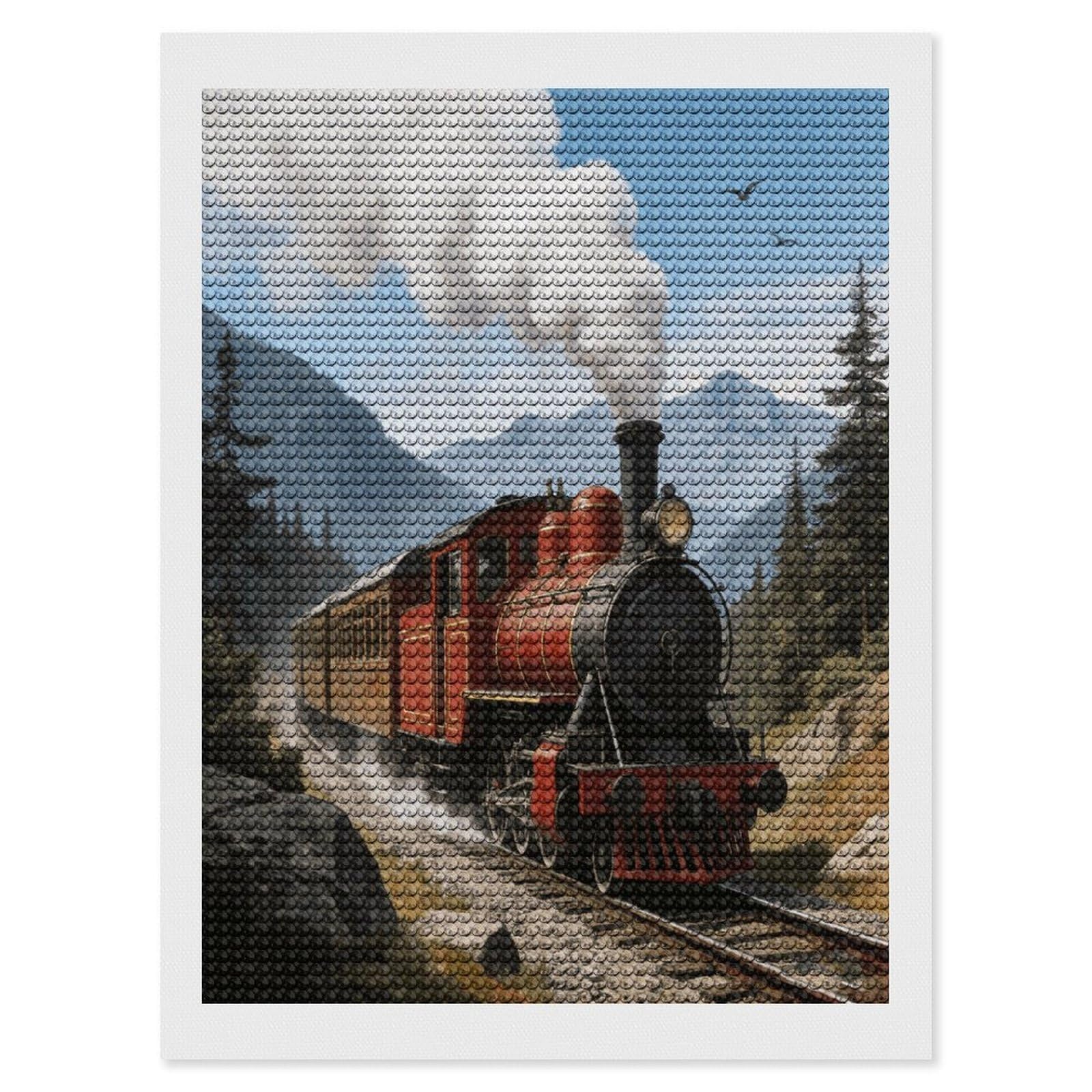 FekiLoot Train Paint by Numbers Kit for Adults Beginner DIY Diamond Dots Paintings Round Full Drill Diamond Art Kits Picture Diamond Art Painting Kits for Home Decor 12"x16"