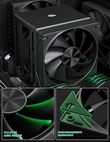 Miniatura 5 de Enfriador de aire para CPU, enfriador de CPU de doble torre con ventilador PWM de 120 mm, enfriador de aire para CPU de 6 tubos de calor para