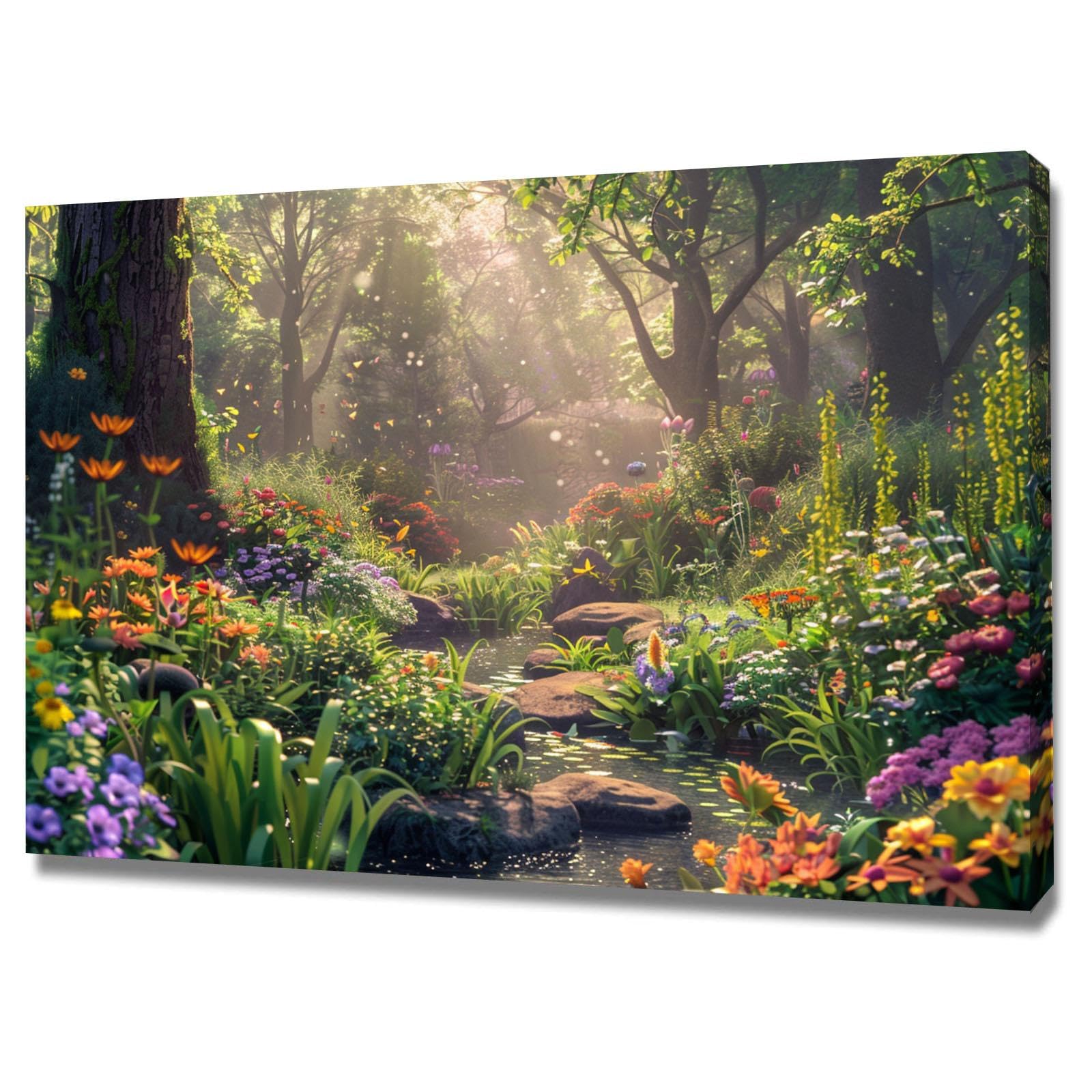 Tableau decoration murale salon paysage forestier toile encadrée - 8