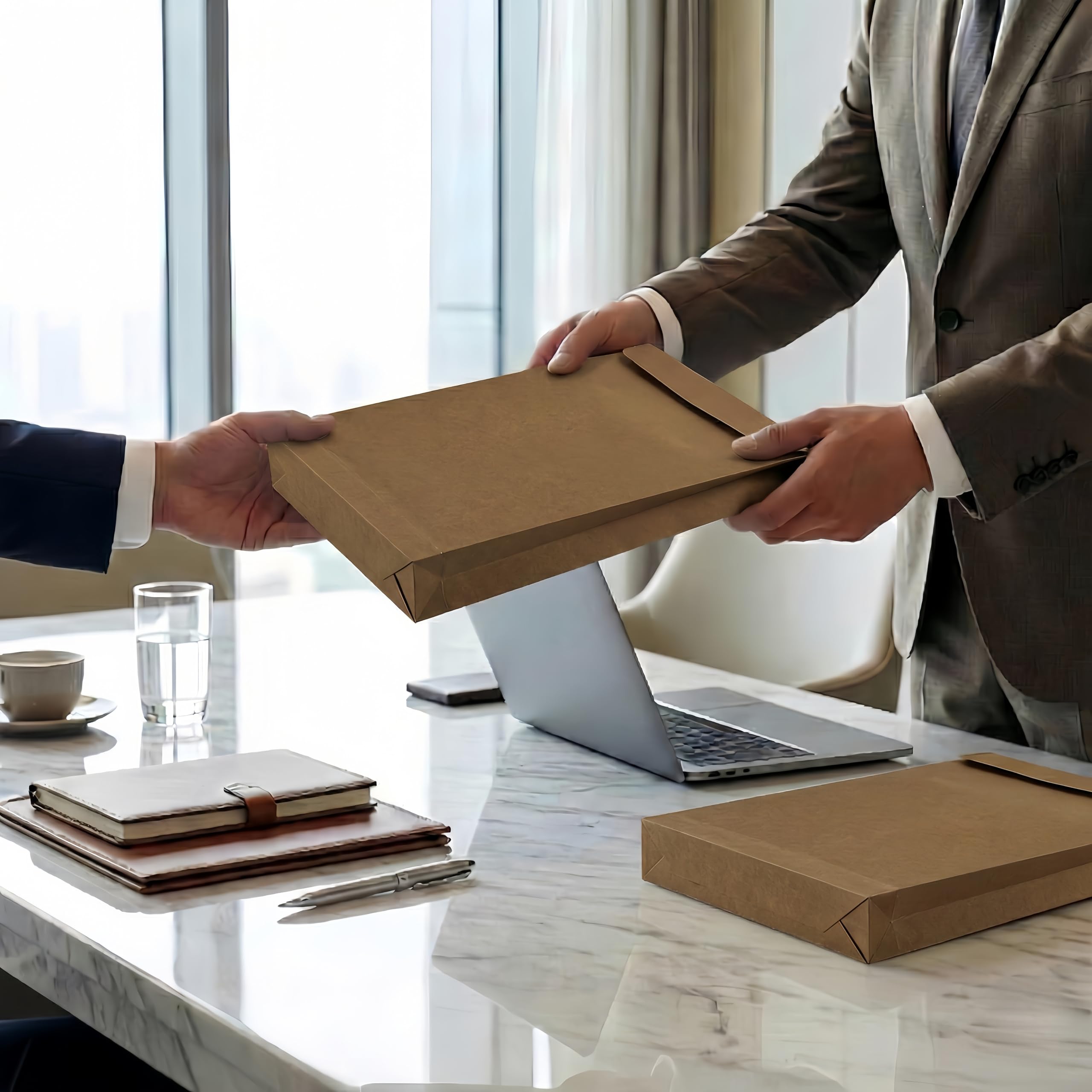STRBOXONG 20 Stück Dokumentenmappen A4 mit Klettverschluss, Versandtaschen mit 4cm Seitenfalte & Klotzboden, 180g/m² Kraftpapier Umschläge, Großbrief für Büro, Schule & Dokumentenaufbewahrung, Braun