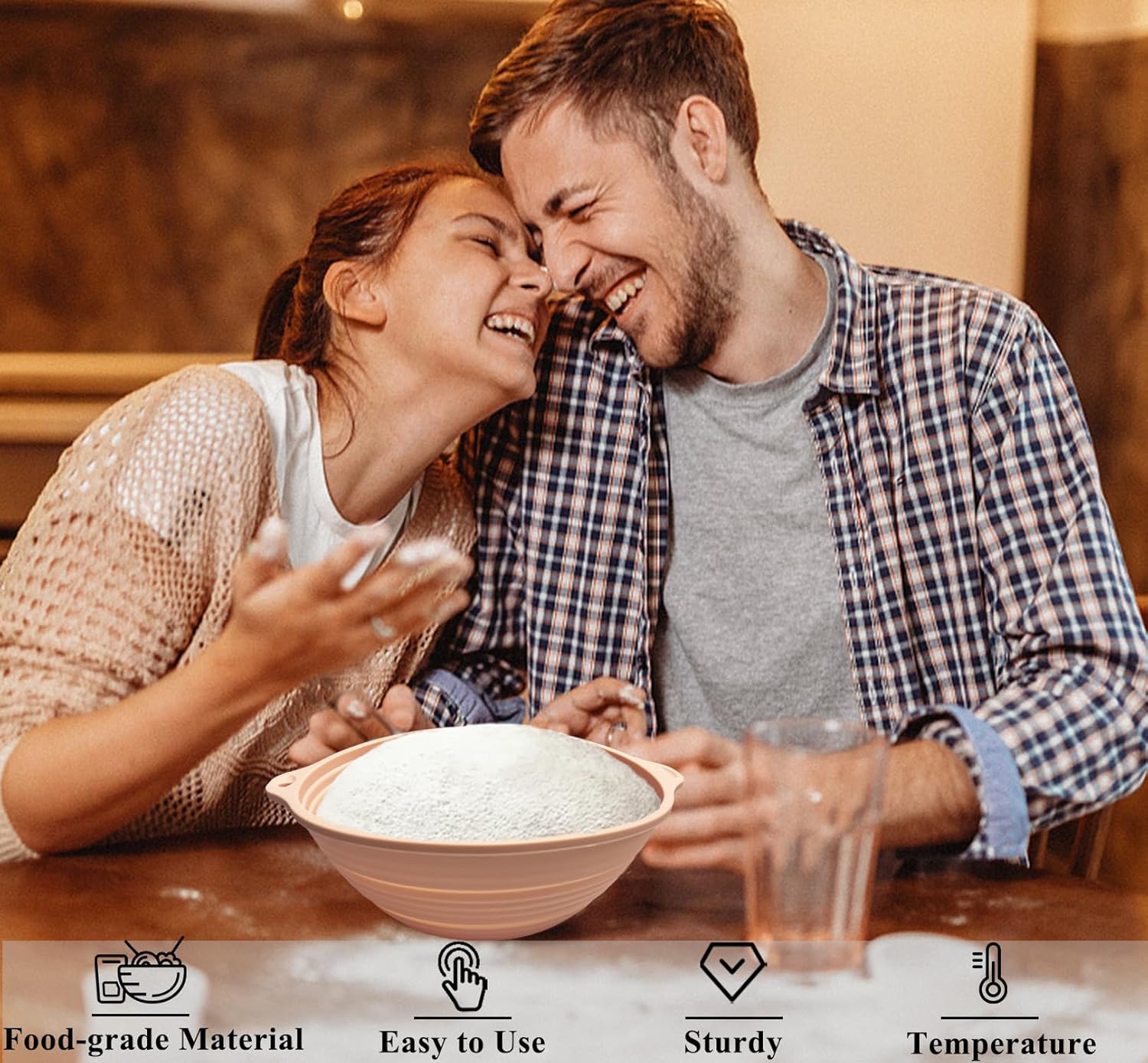 Silicone Banneton Basket,9-10 inch Silicone Bread Proofing Basket,2 Pack Sourdough Baking Supplies Collapsible Proofing Bowl for Home Baking & Beginners making (Round Pink+Oval Green) - Image 6