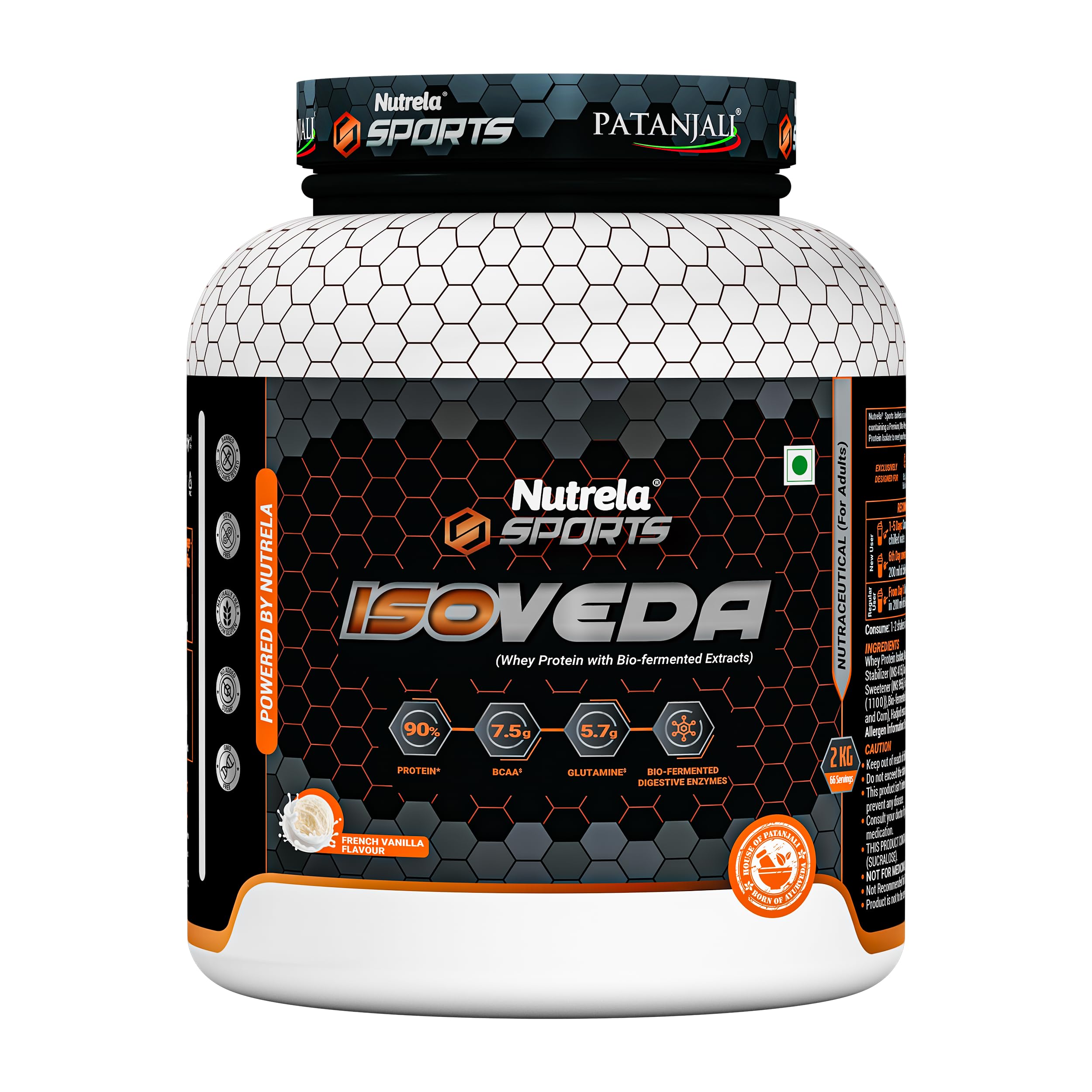 Nutrela Sports IsoVeda Whey Protein Combo - 2kg (Vanilla) & 100g Creatine Monohydrate — Amazon image 2