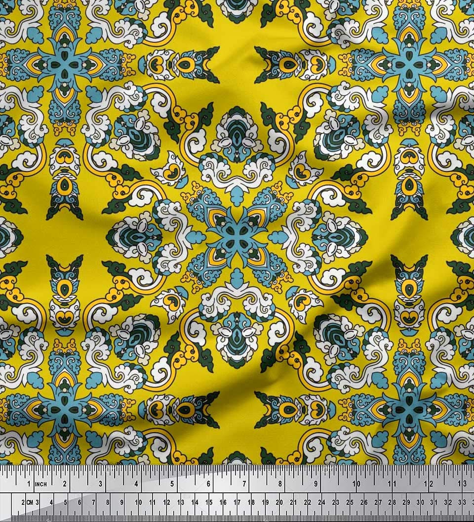Soimoi Cotton Poplin Fabric Tiles Moroccan Print Fabric by Meter 42 Inch Wide-image-38