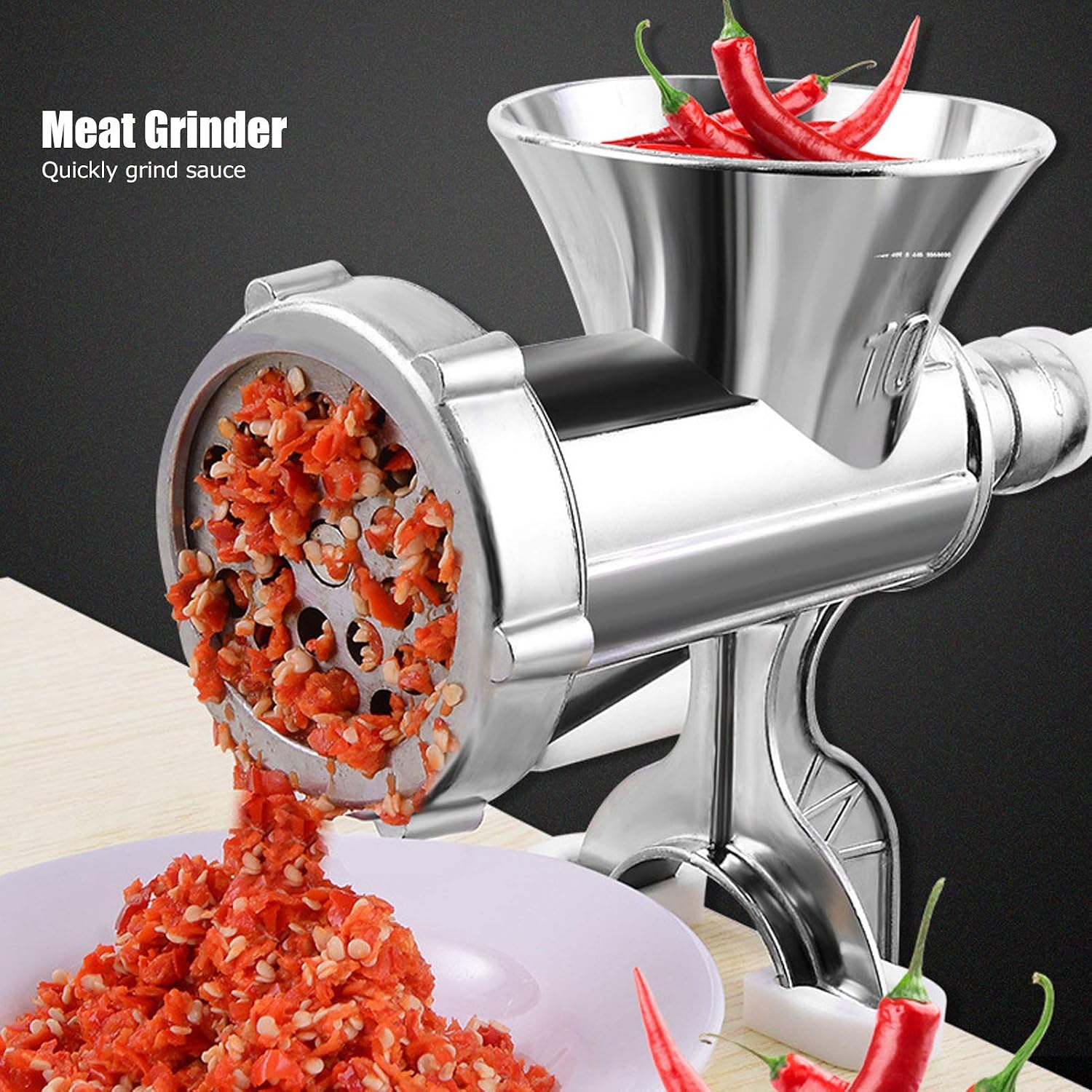 Aluminum Alloy Manual Meat Grinder Sausage Maker. Multi-functional Kitchen Tool for Grinding Spices, Peppers, and Making Homemade Burgers, Patties, and Sausages,Ideal for Home Use (Large)