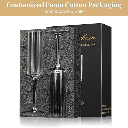 Miniatura 8 de Topsky Juego de copas de champán acanaladas de 2,7 onzas, diseño vintage único acanalado, copas de mimosa transparentes, copas de cóctel o copas de