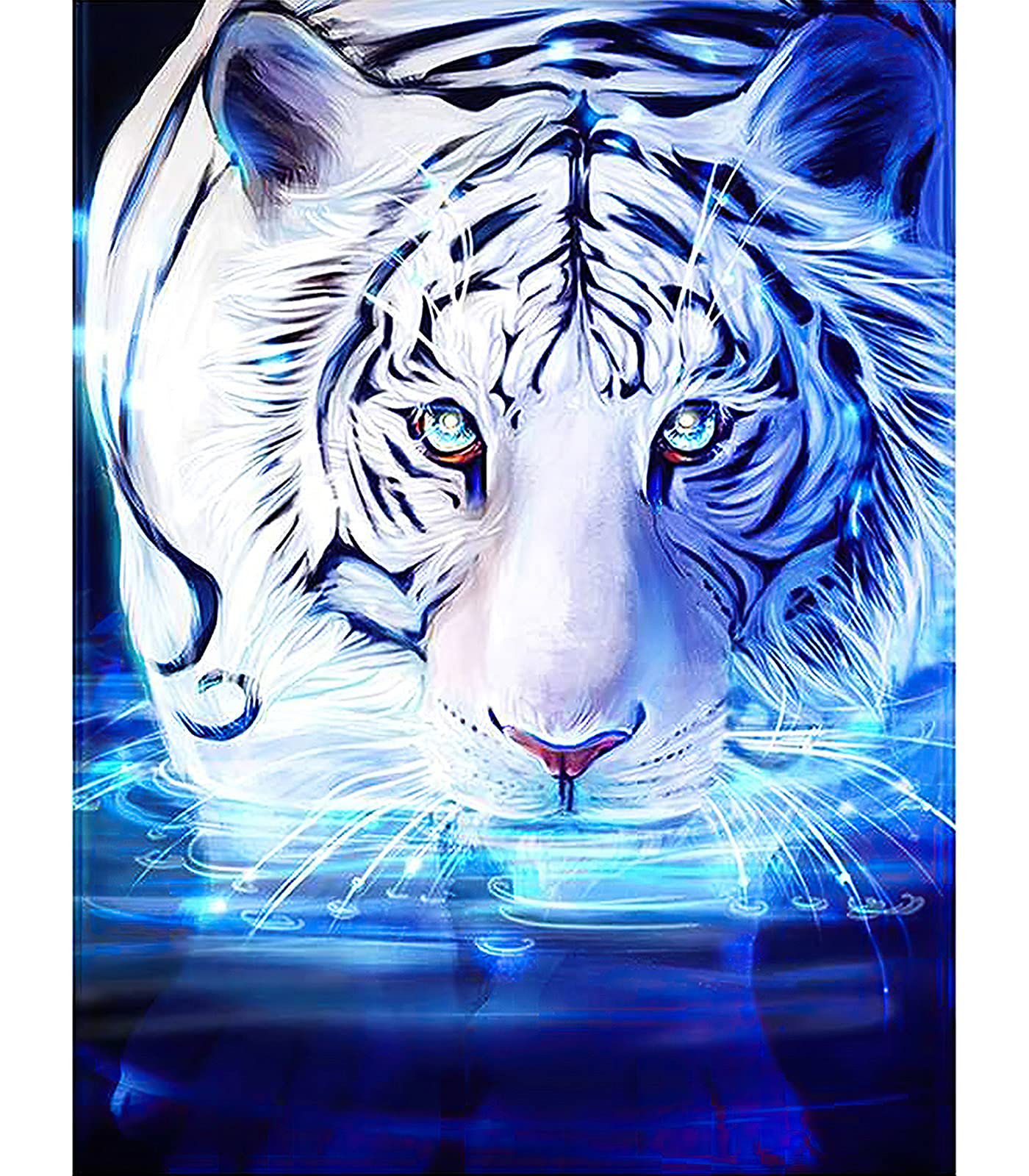 TINY FUN Large Diamond Painting Kits for Adults 5D DIY Tiger Diamond Art Paint with Round Diamonds Full Drill Gem Art Kit for Home Wall Decor (15.8x23.6inch/40×60cm)