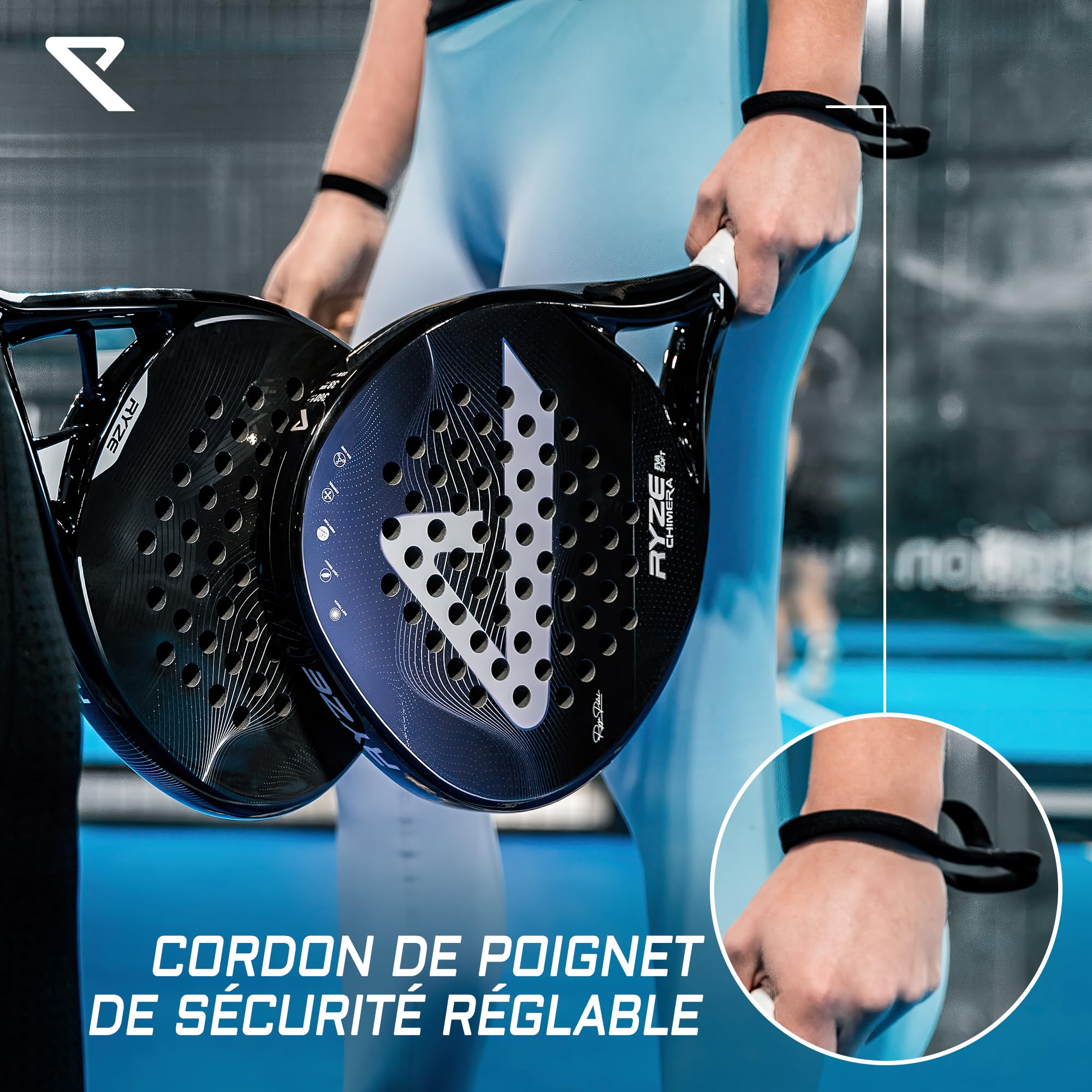RYZE Chimera Raquette de Padel - Carbone & Fibre de Verre - Contrôle + Précision Maximum - Padel Raquette avec EVA-15 Flex - Structure Légère 360g - Paddle Raquette pour Homme et Femme - Étui Inclus