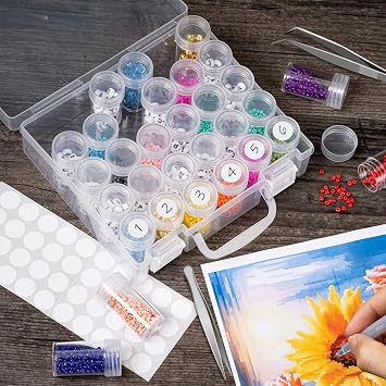 30 Grids Diamond Painting Storage Boxes, Clear Plastic Bead Storage Organizer Box, Diamond Art Accessories Storage Container for Beads Diamonds And Small Items (1 Pack)