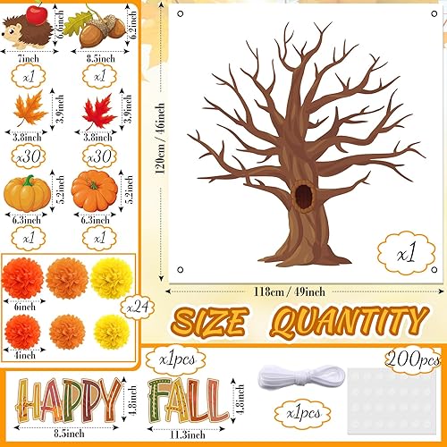 Miniatura 2 de Buryeah Juego de 91 tablones de anuncios grandes en 3D de primavera para decoración de árbol de 47 x 46 pulgadas, fondo de árbol con pompones de