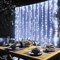 Vista 6 de Dazzle Bright-Guirnalda de 300 luces LED; guirnalda de luces navideñas con 8 modos de iluminación; impermeables, conectables; para ventanas, Blanco