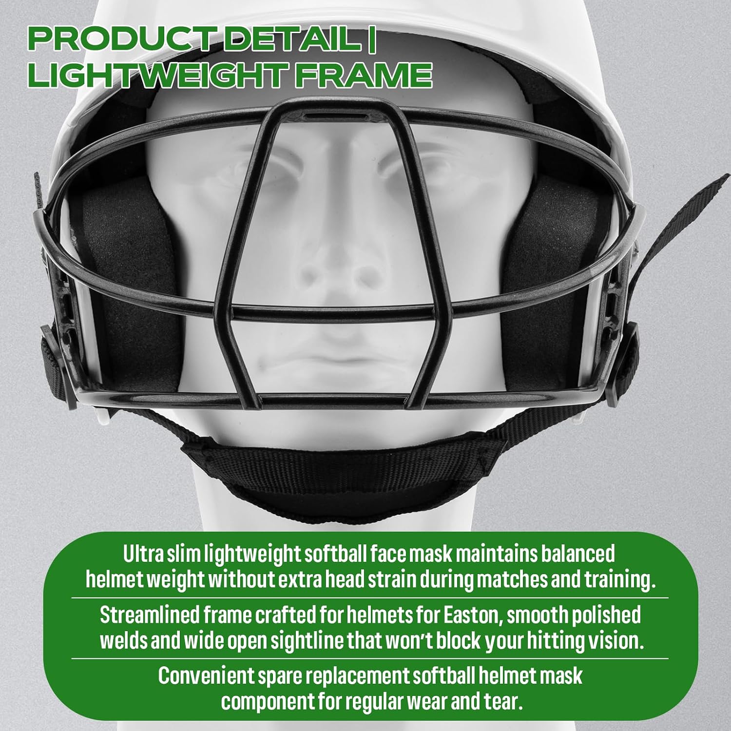 Universal Fastpitch Baseball/Softball Face Mask for Easton Helmet | Youth & Adult Stainless Steel Face Guard with Chin Strap & 4 Screws