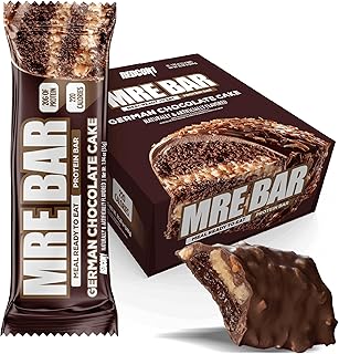 REDCON1 MRE Protein Bars German Chocolate Cake - 12 Count, 20g High Protein Snack - Nutrition Bar - On-The-Go Breakfast or Post-Workout Snack