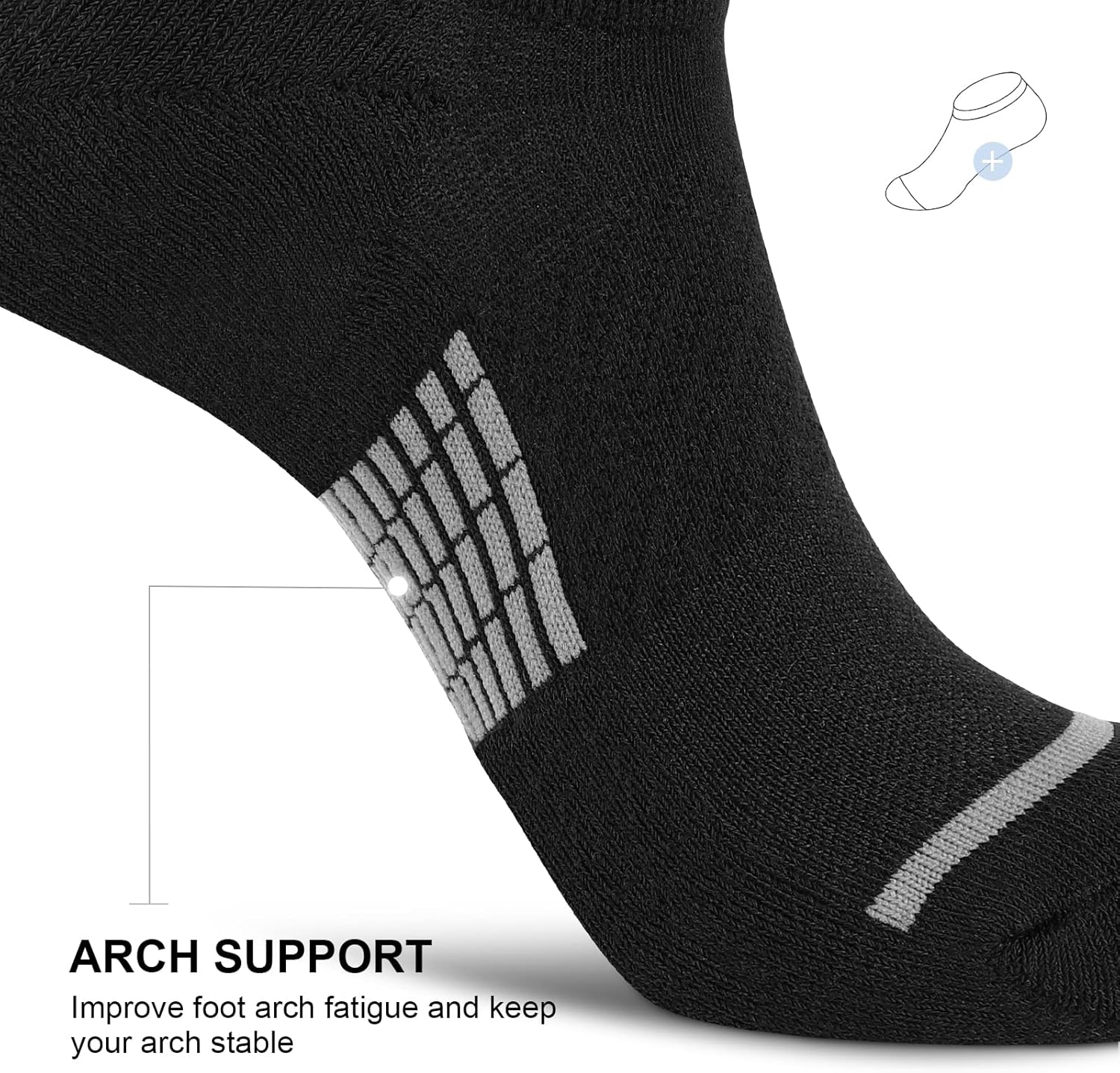 PAPLUS No Show Socks Men 6 Pairs, Non Slip Cushioned Athletic Low Cut Socks with Arch Support - Image 6