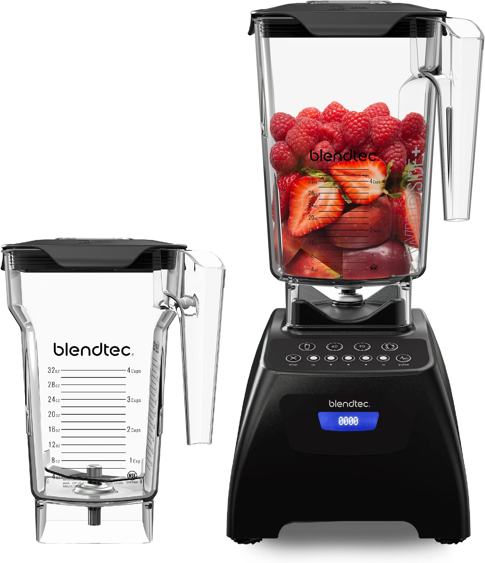 Classic 575 Blender- WildSide+ Jar (90oz) and Four Side Jar (75oz) BUNDLE- 4 Pre-programmed Cycles-5-Speeds - Professional-Grade Power-Self-Cleaning - Black